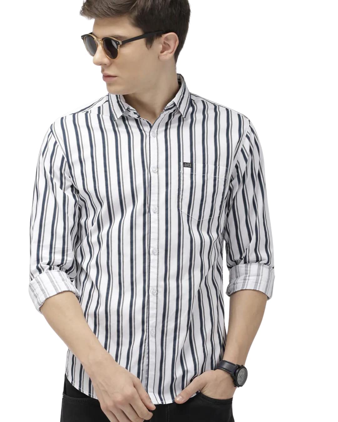 The Indian Garage Co Men's Striped Shirt - White