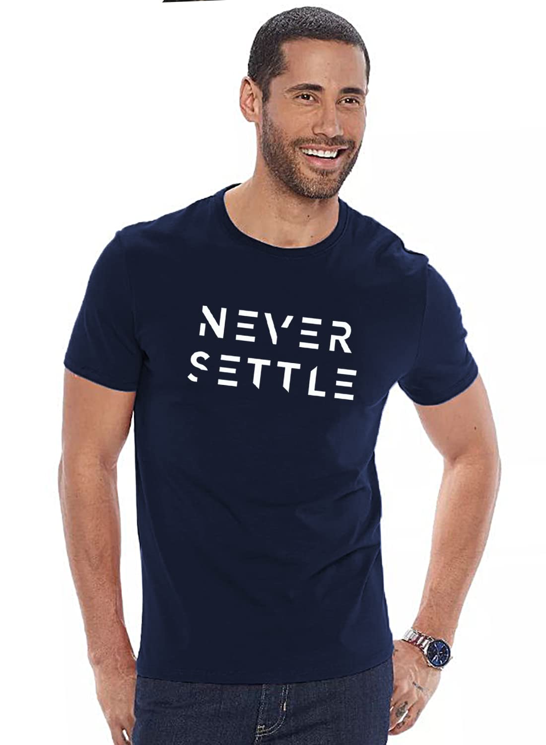 ADRO Mens Cotton T-Shirt - Navy Blue - Image 2