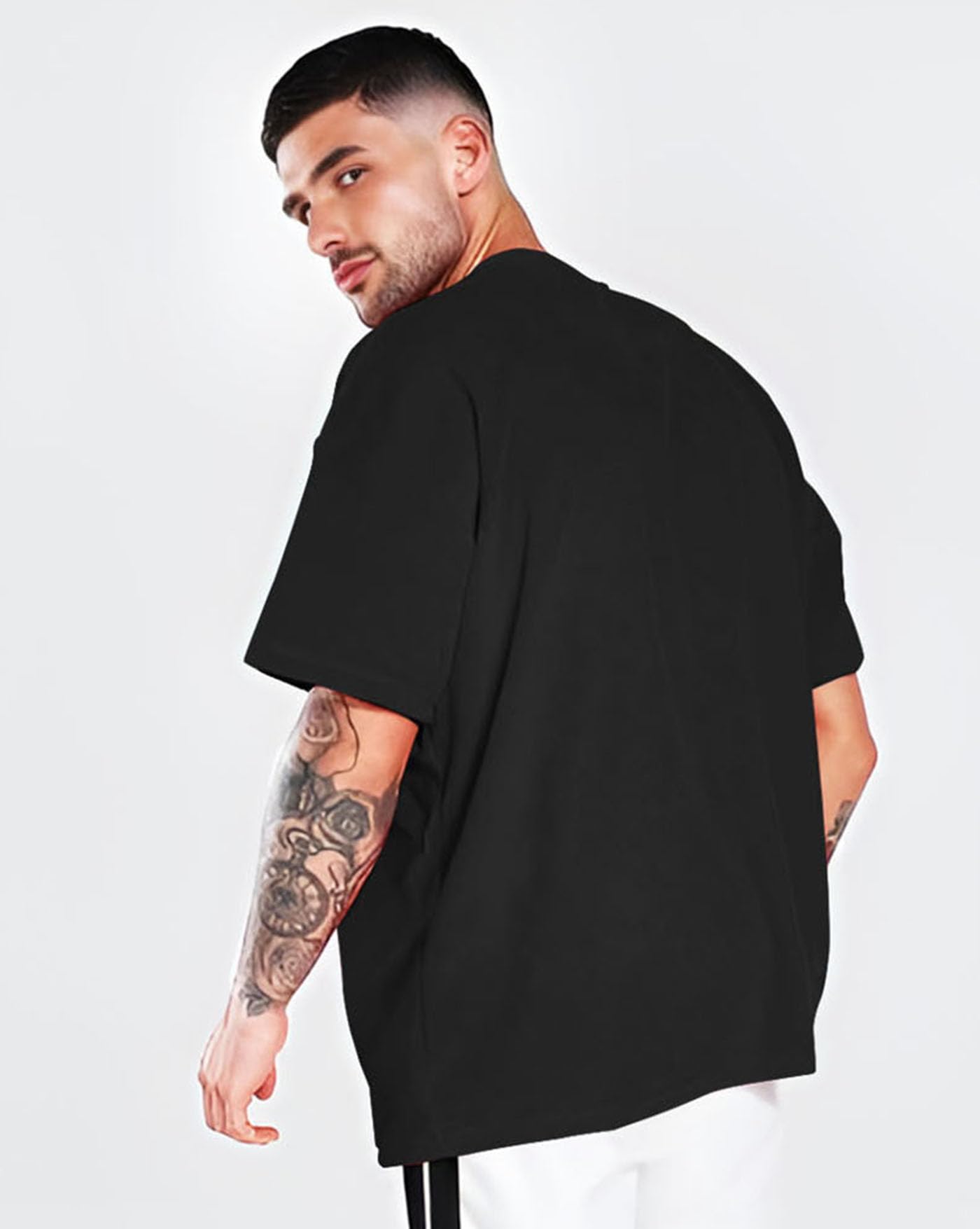 AUSK Men Printed Oversized T-Shirt - Black - Image 3