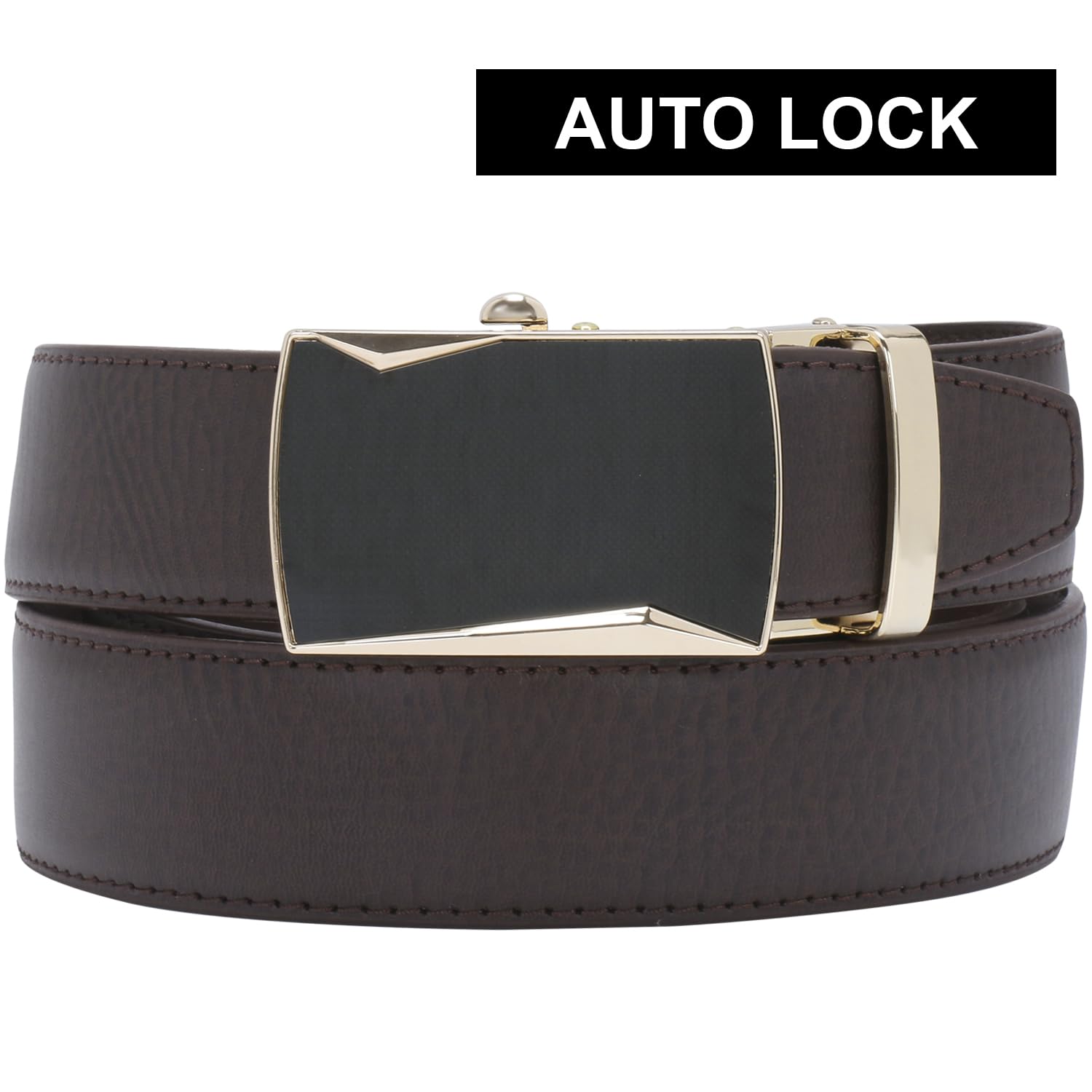 Labnoft Men's Pu Leather Auto Lock Belt - Brown - Image 2