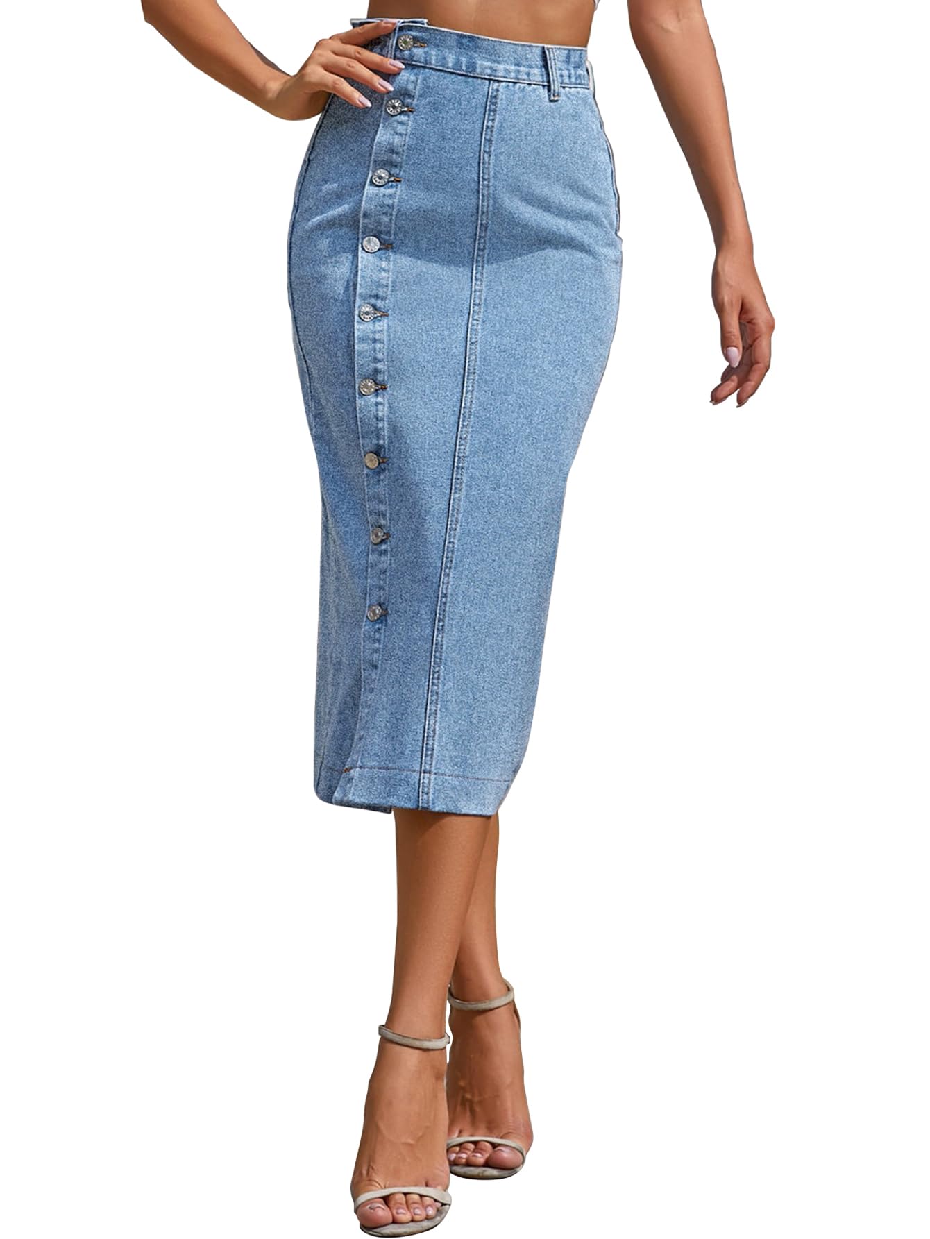 Shasmi Girl's Denim Skirt - Light Blue