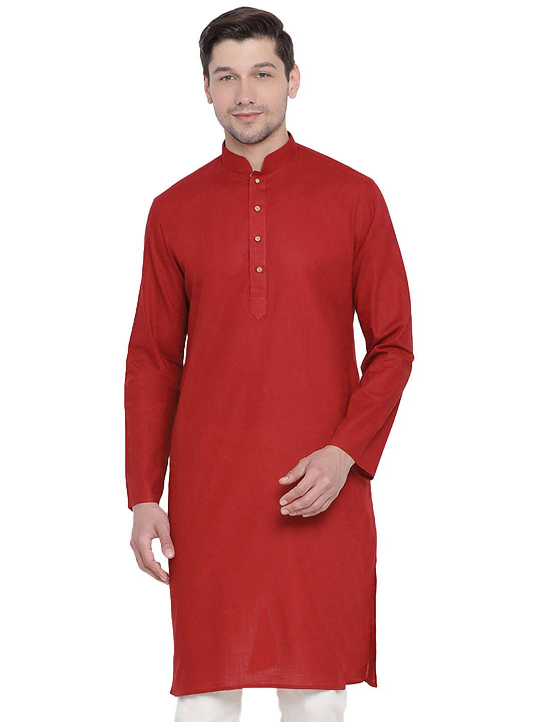 VASTRAMAY Men Maroon Cotton Kurta
