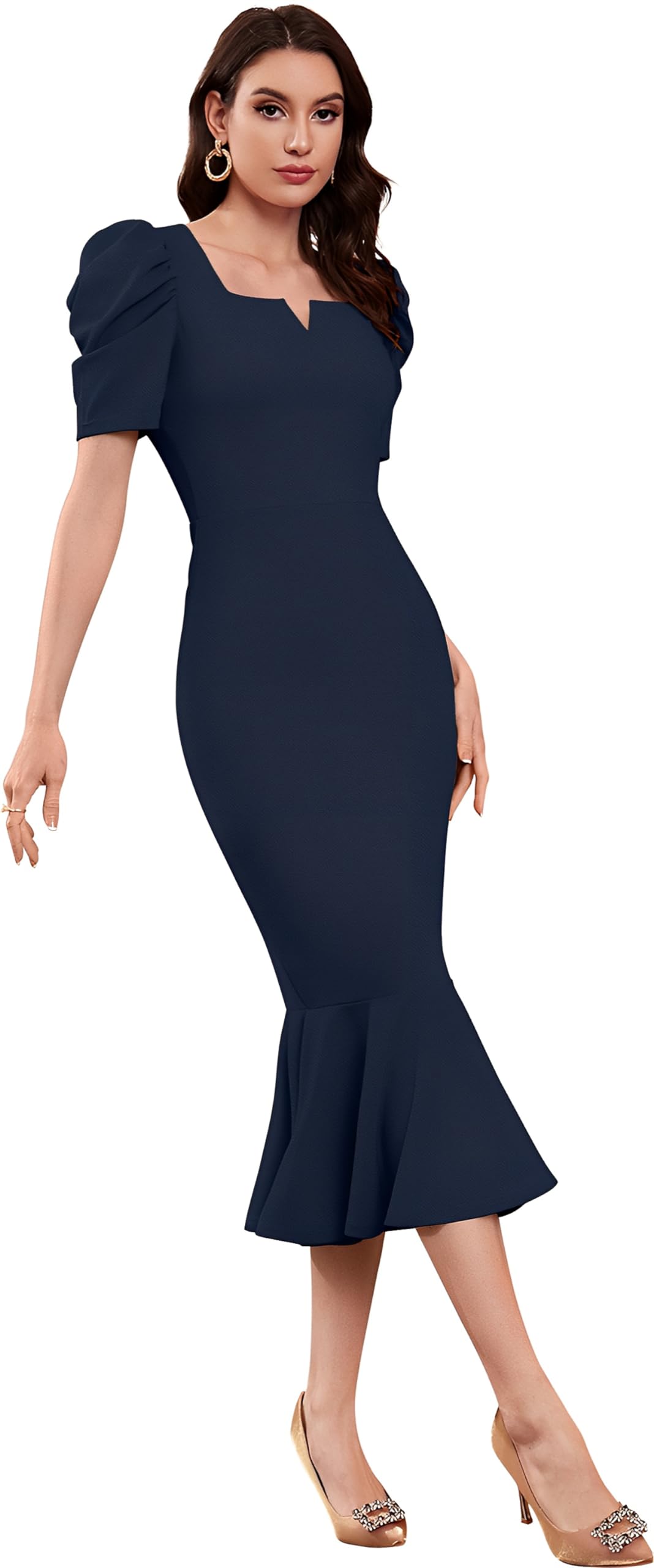 ELLITI Women's Bodycon Dress - Navy Blue - Image 5