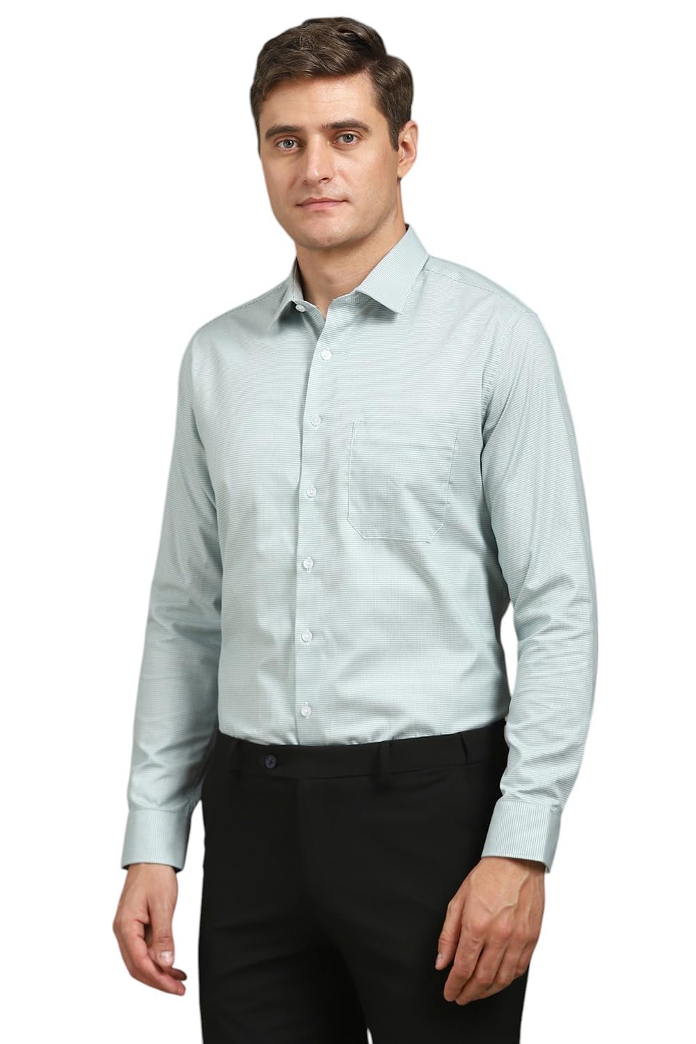 Louis Philippe Men Green Print Cotton Formal Shirt - Image 2