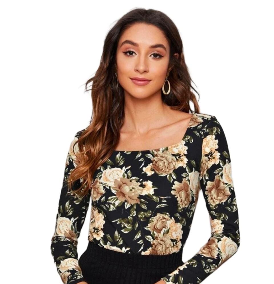 Dream Beauty Women Full Sleeve Printed Tee - Black