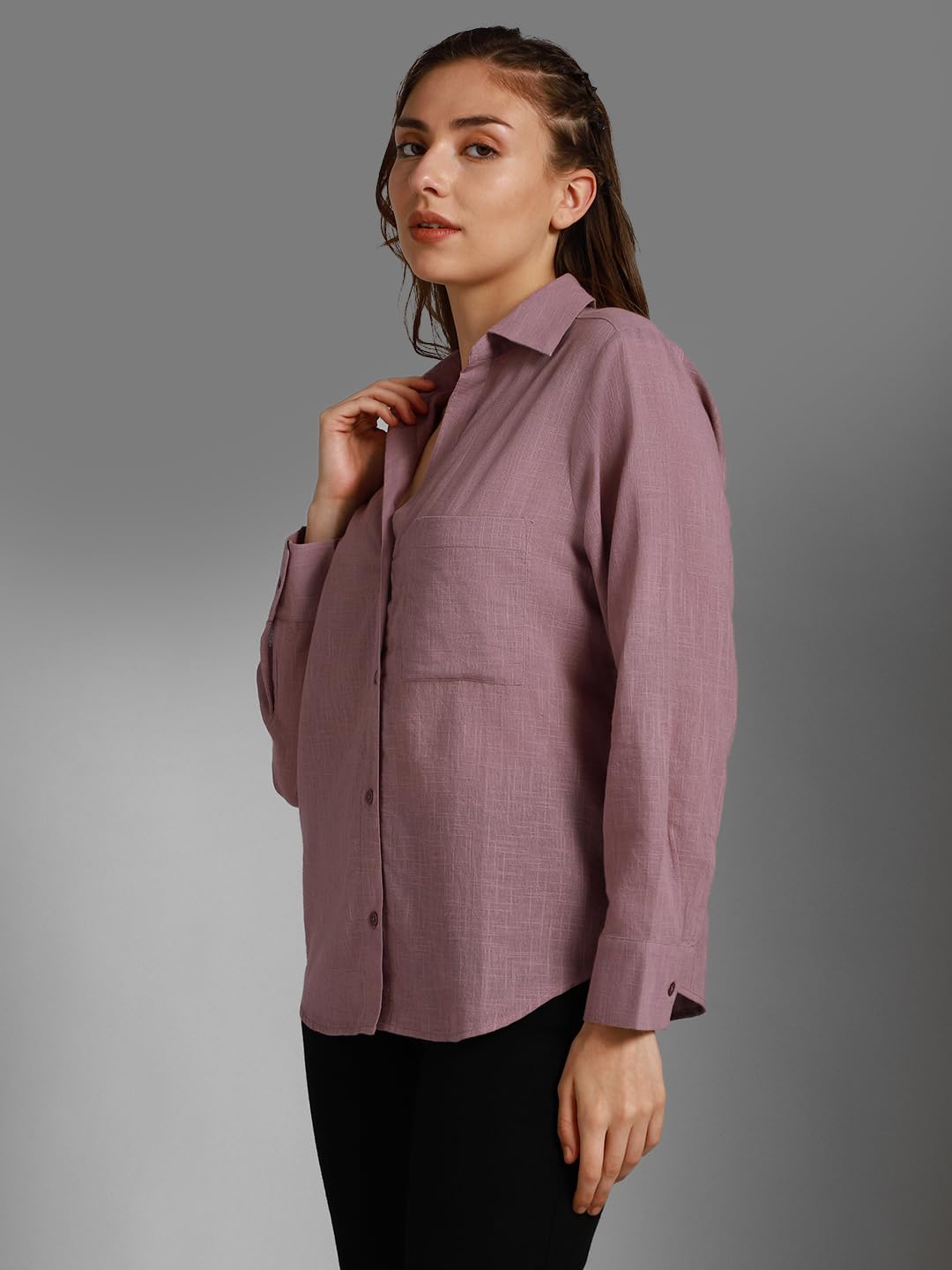 HIGH STAR Women's Oversized Shirt - Purple - Image 2