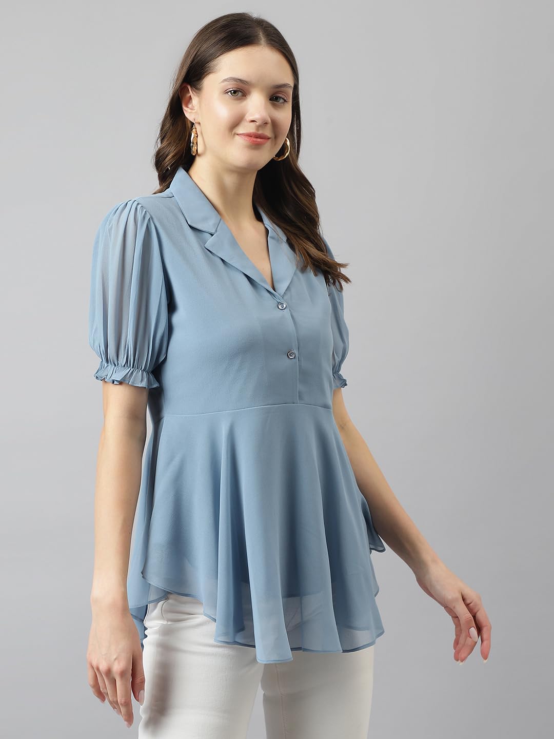 KERI Women's Solid Shirt - Light Blue - Image 3