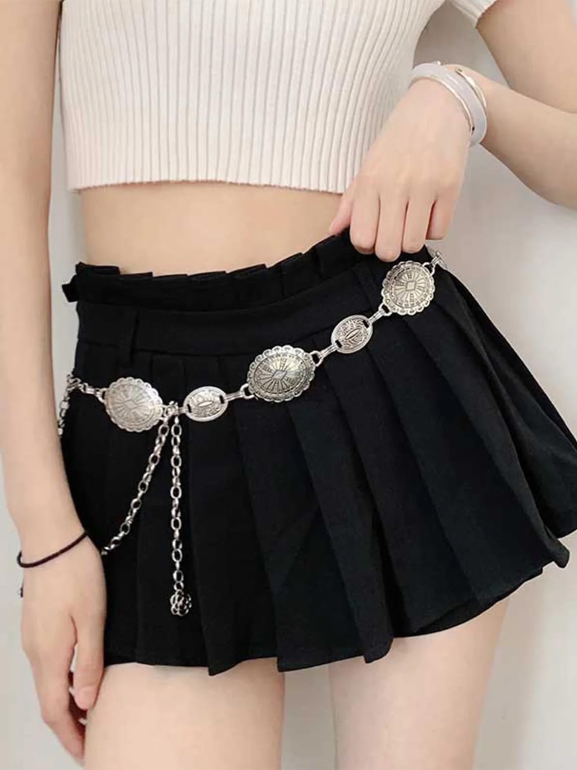 Silver Oxidised Waist Belt for Women - Image 2