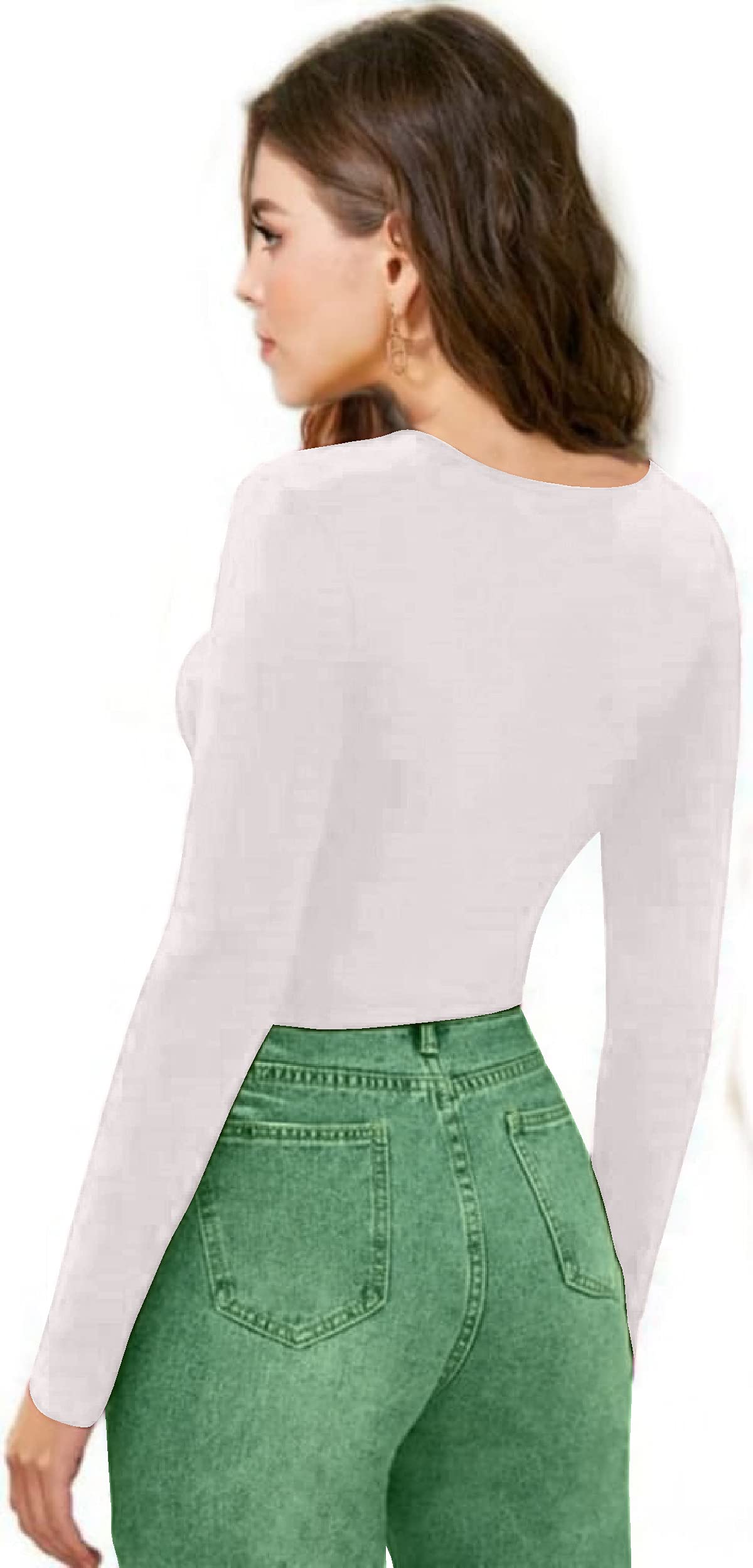 Dream Beauty Fashion White V-Neck Crop Top for Women - Image 3