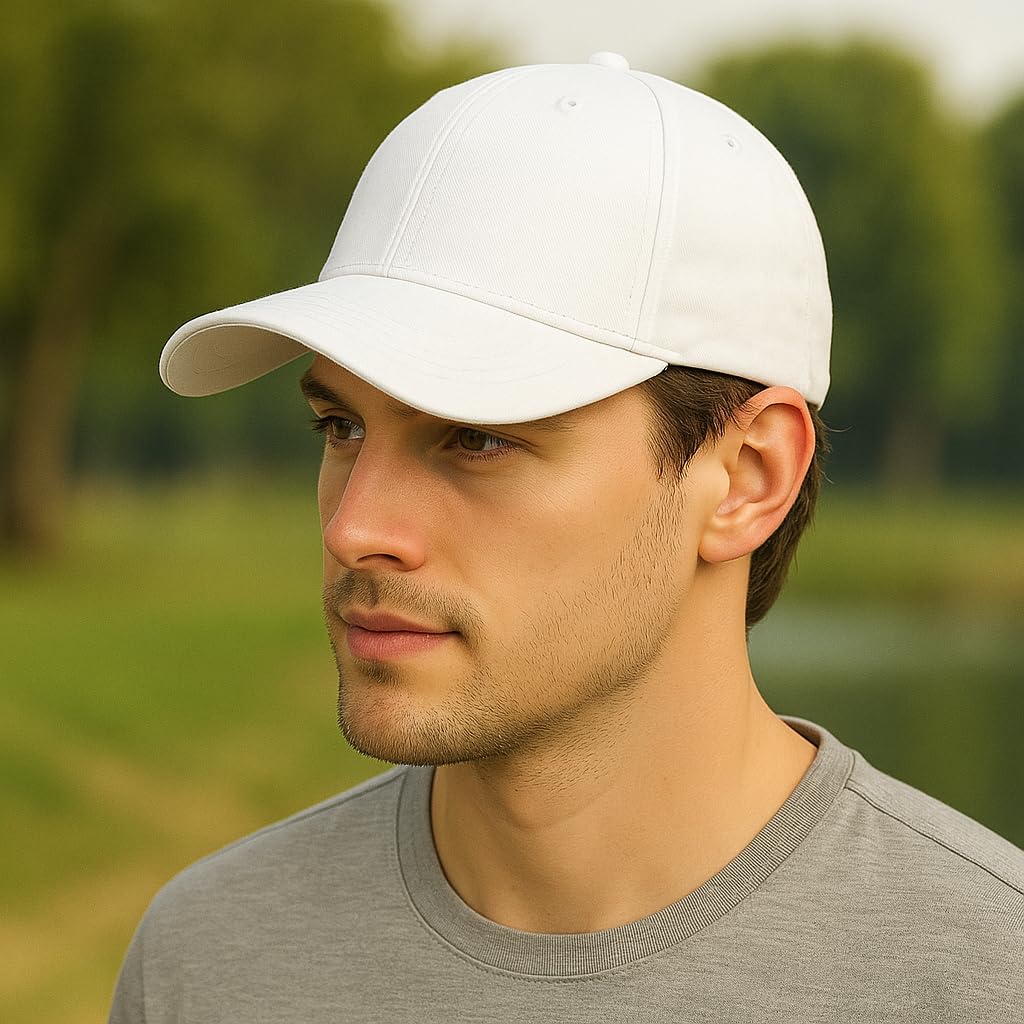 Anarva Unisex Cotton Baseball Cap - White Black - Image 4