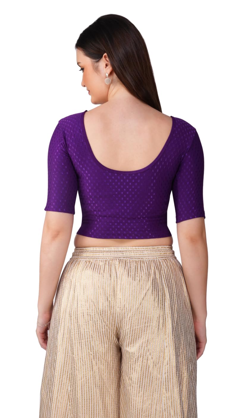 Pure Cotton Saree Blouse for Women - Purple - Image 2