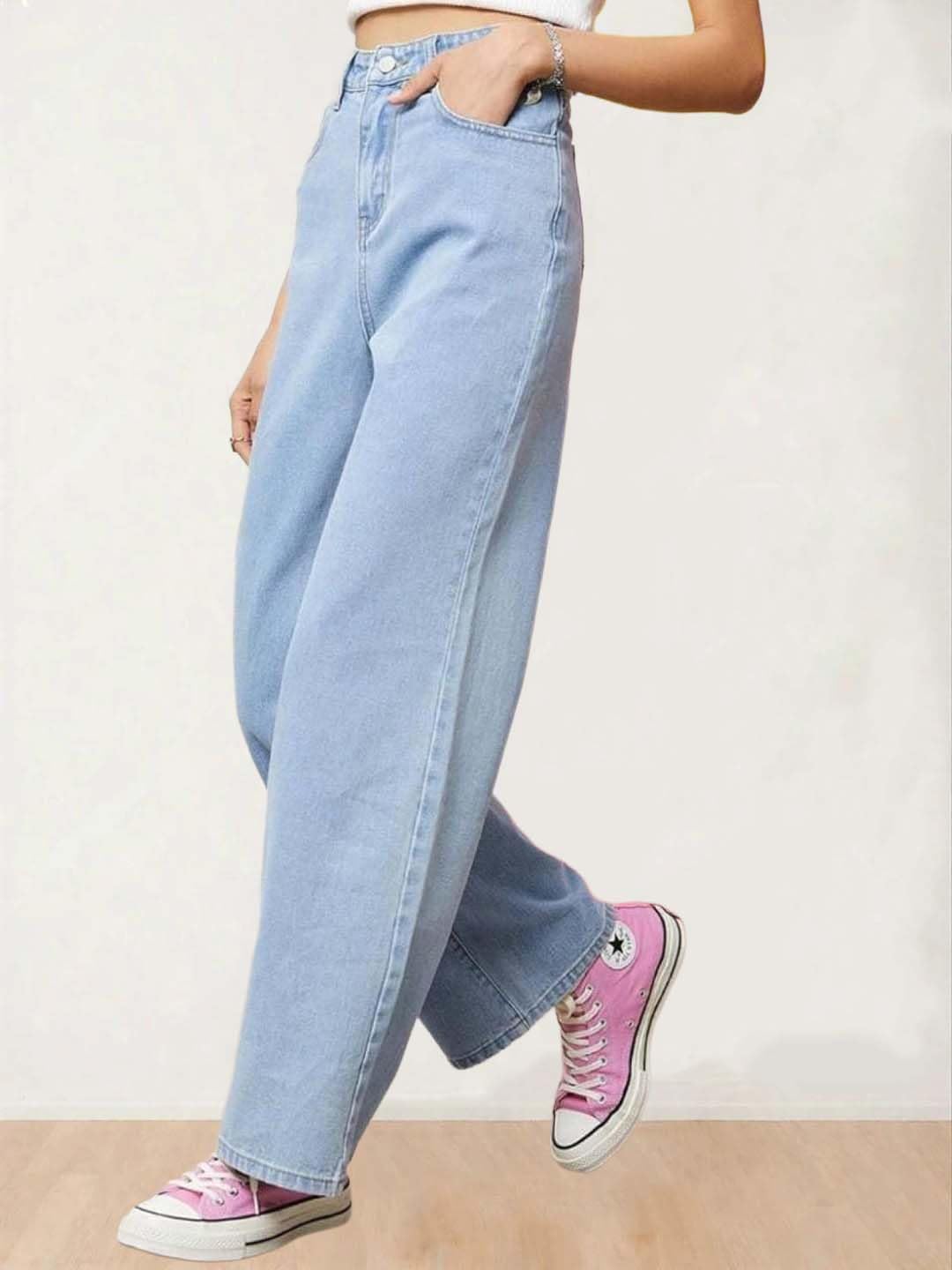 KOTTY Womens Straight Button Jeans - Blue - Image 4