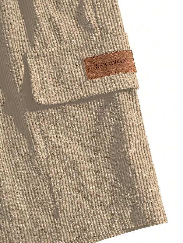 SMOWKLY Men's Ribbed Cargo Shorts - Image 3