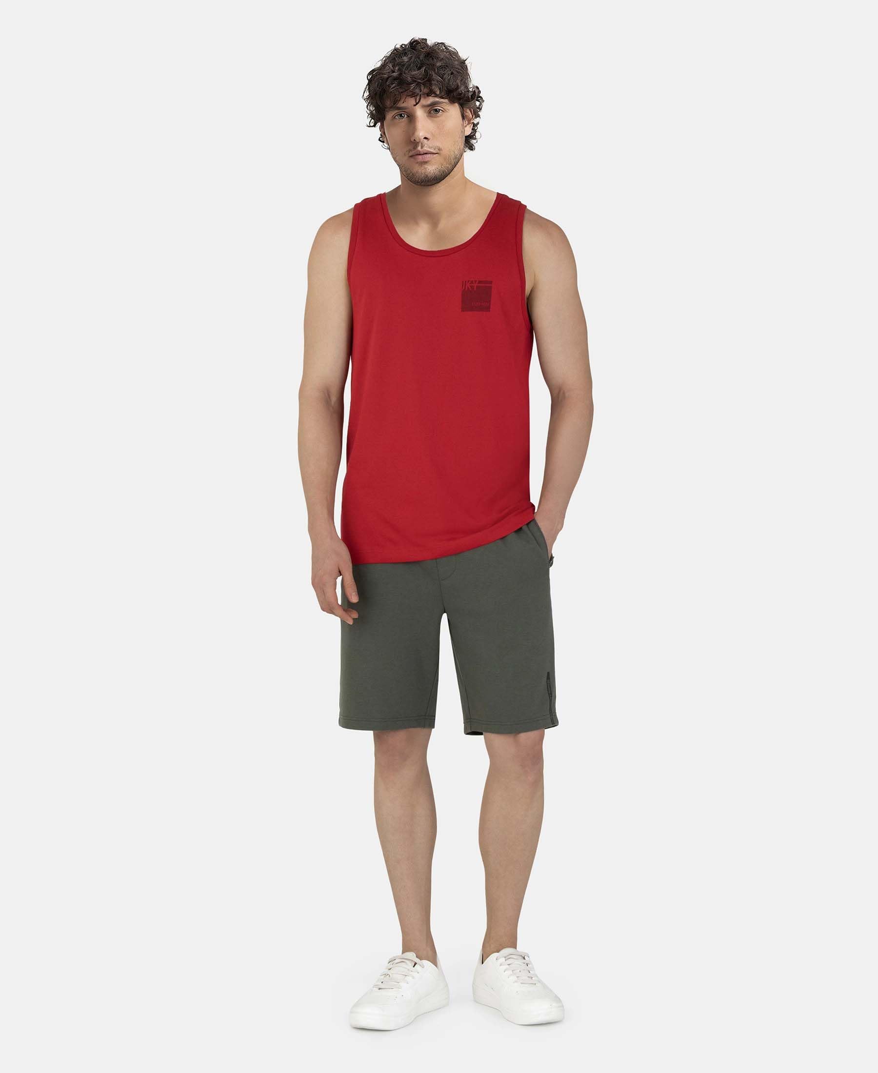 Jockey Men's Cotton Rich Graphic Printed Tank Top - Red - Image 4