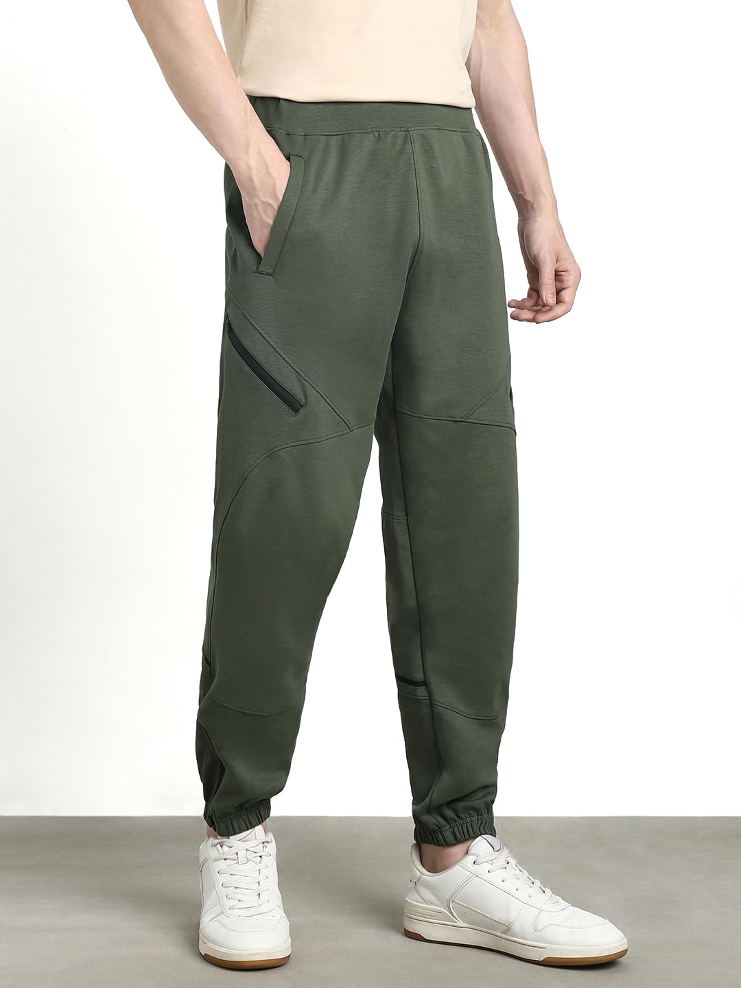 NOBERO Men's Olive Green Straight Fit Sweatpants - Image 5
