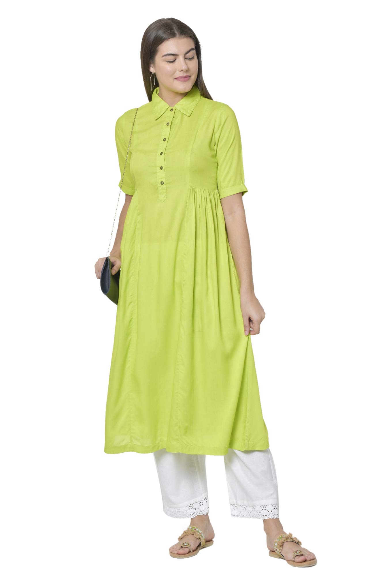 Pistaa White Cotton Palazzo Pants for Women - Image 5