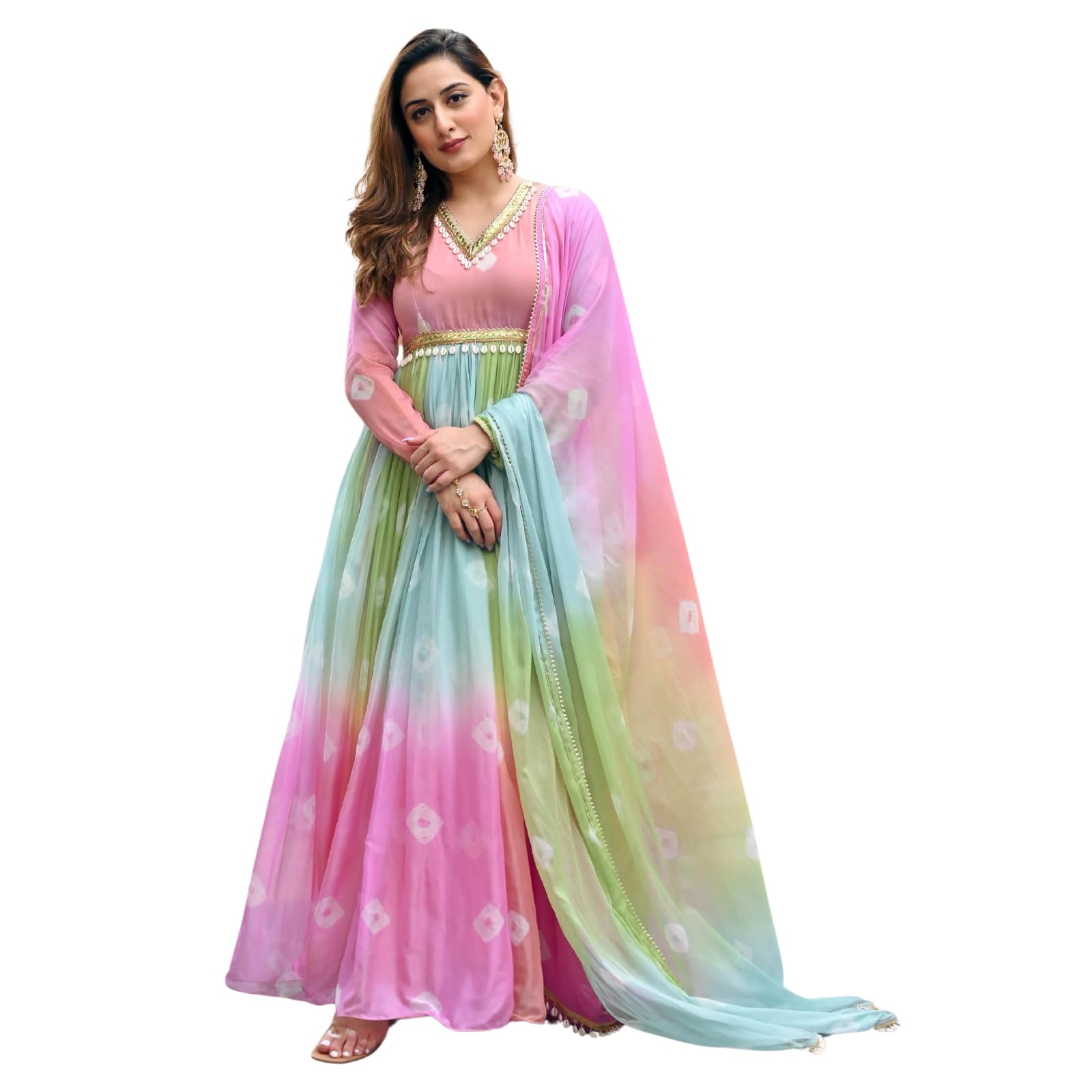 Anveri Women's Multicolor Georgette Anarkali Kurta Set