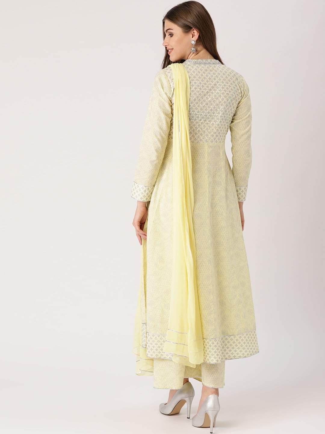 MANHAREE Women's Rayon Anarkali Kurta Set - Lemon - Image 2