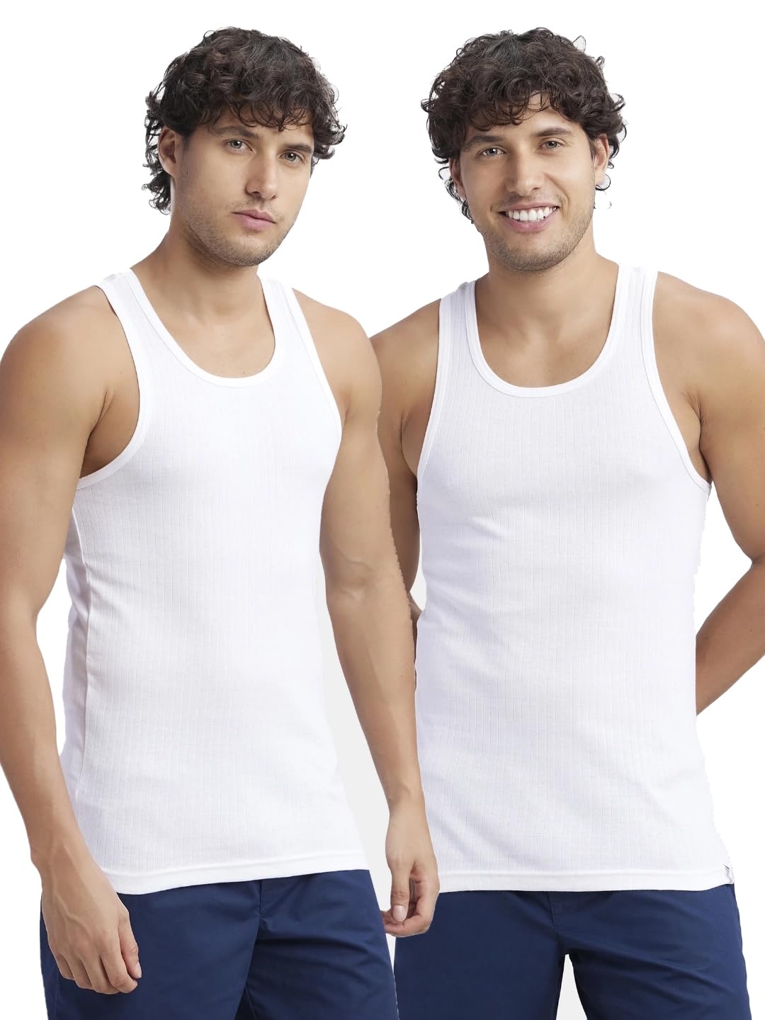 Jockey Men's Rib Racerback Gym Vest - White