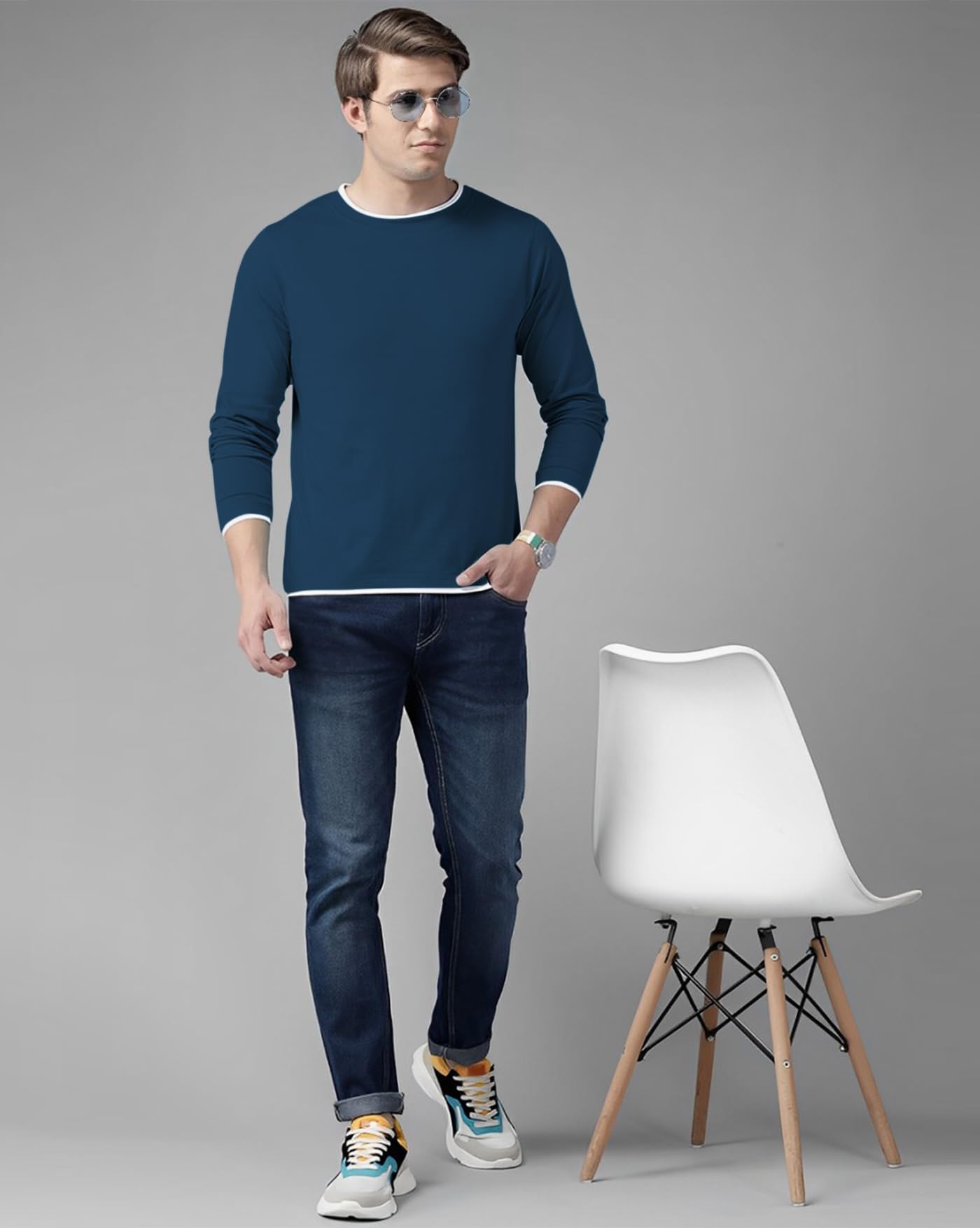 AUSK Men's Teal Full Sleeve T-Shirt - Image 5