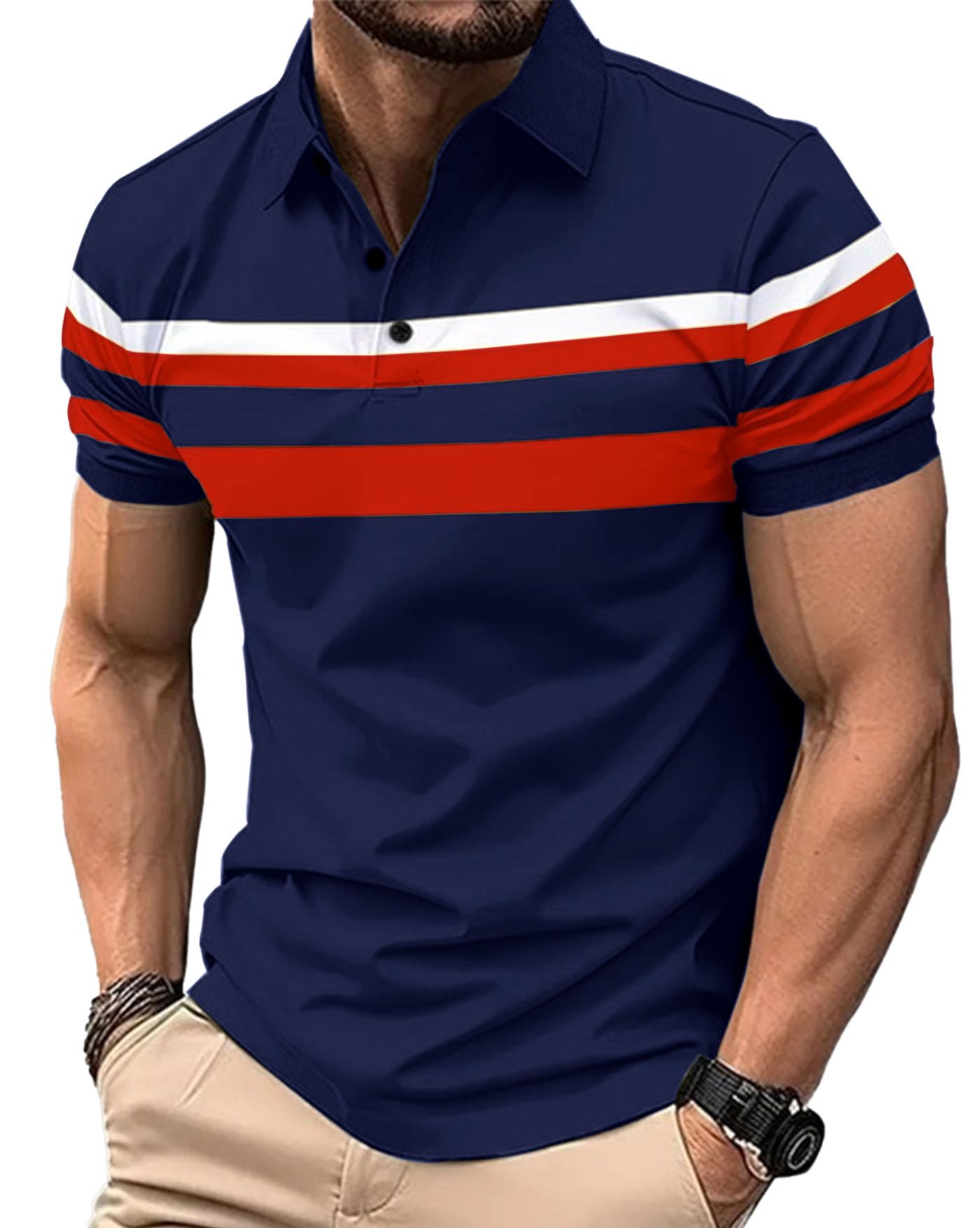 AUSK Men's Polo T-Shirt - Navy Blue