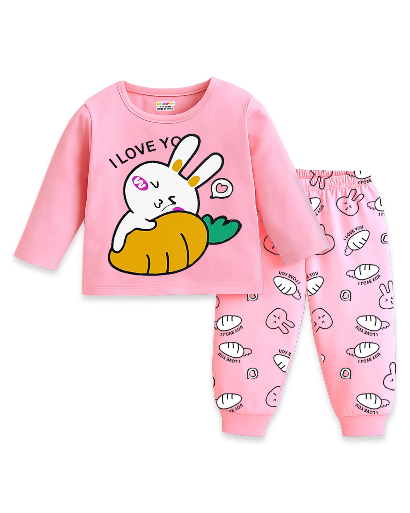 Kuchipoo Baby Girl Cotton T-Shirts and Pyjamas Set - Multi-Colored - Image 3
