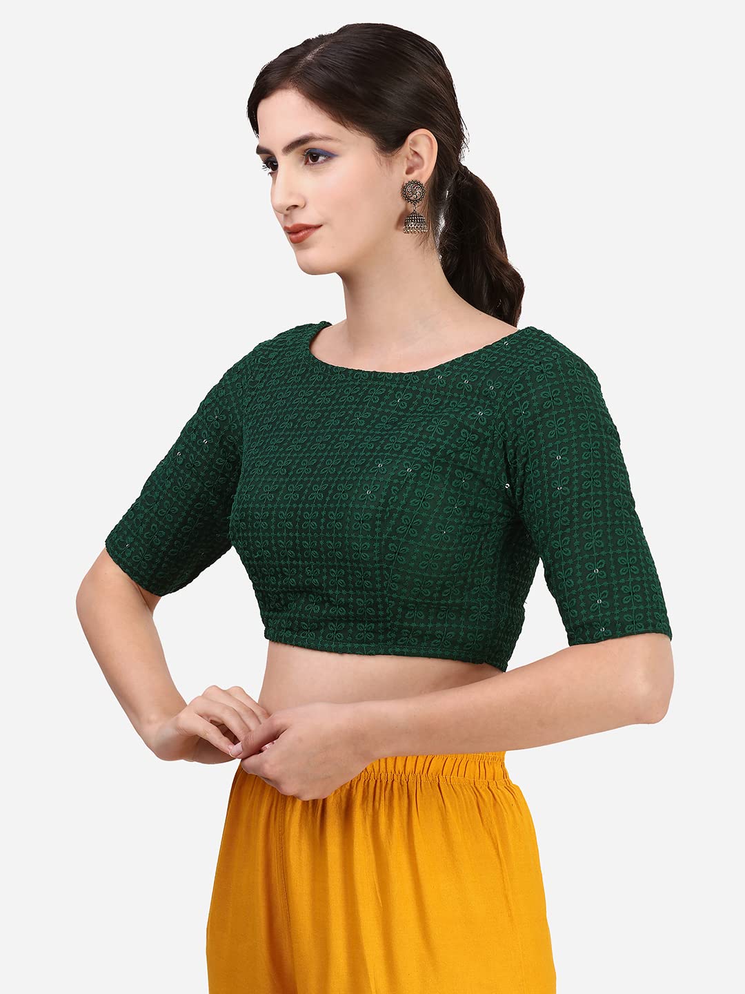 OOMPH Women's Cotton Schiffli Blouse - Image 3