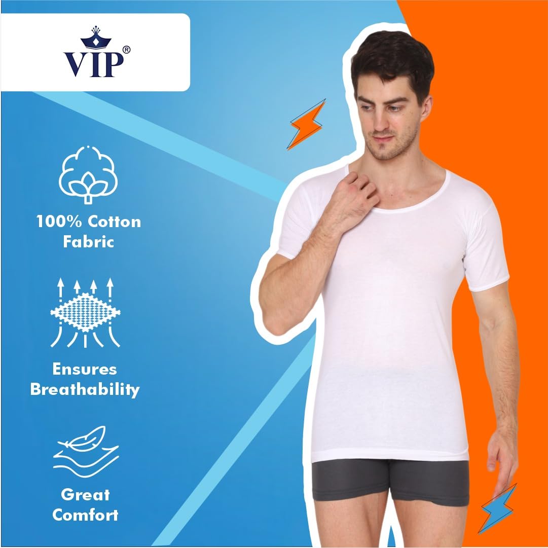 VIP Men's Soft Cotton Vest - White - Image 2