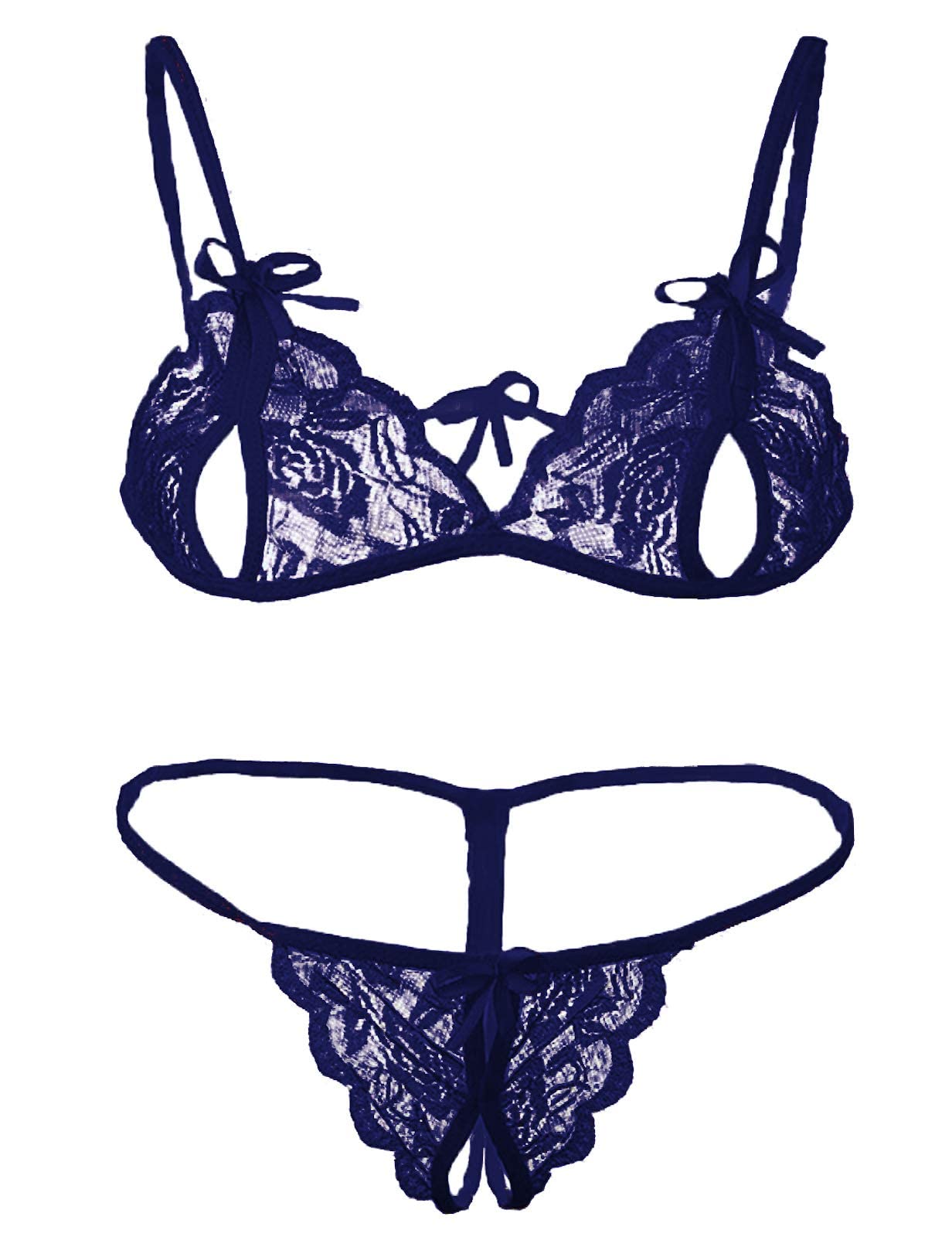 Navy Blue Lace Babydoll Lingerie for Women - Image 4
