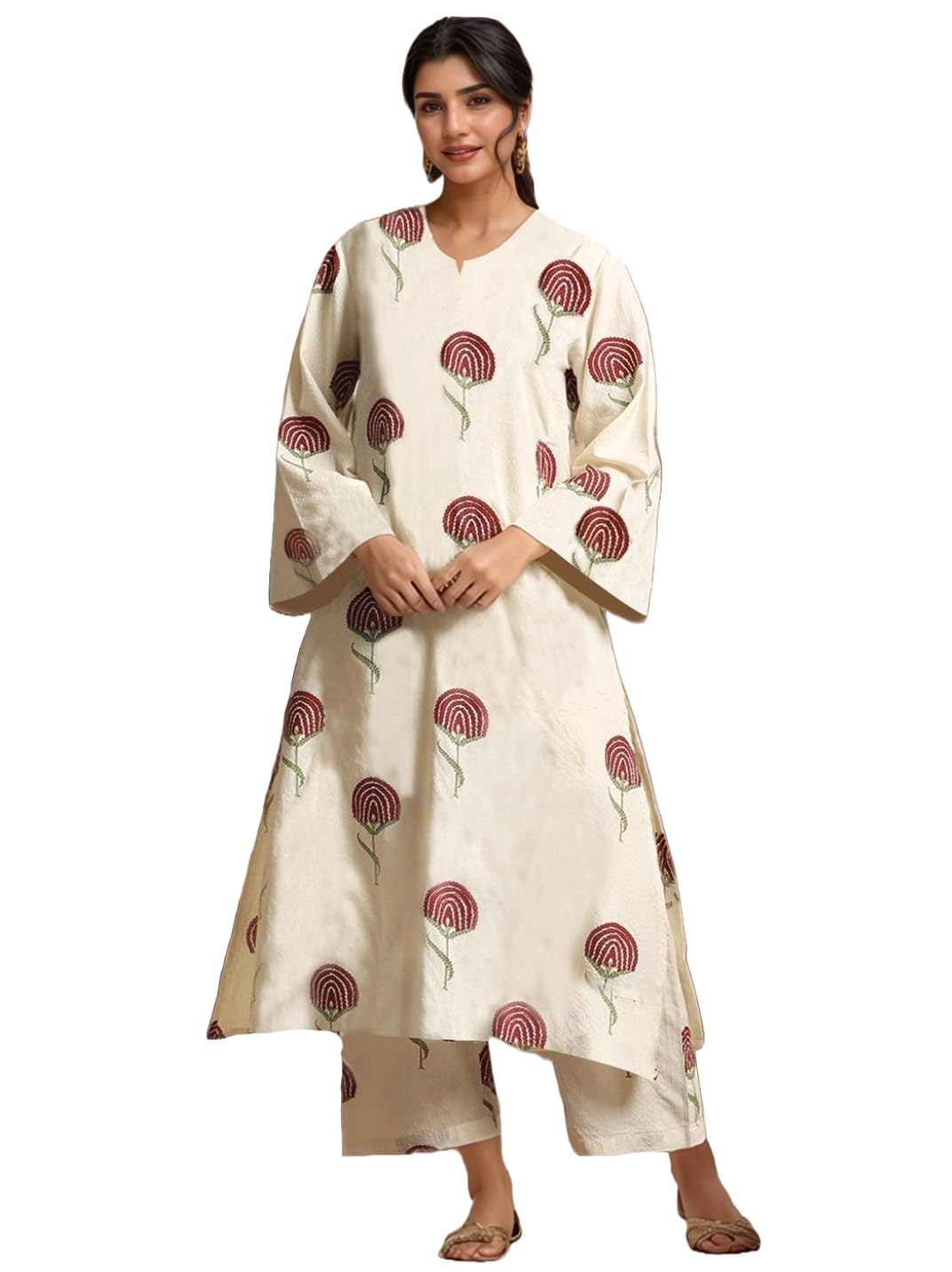 ANNI DESIGNER Maroon Viscose Kurta Pant Set for Women