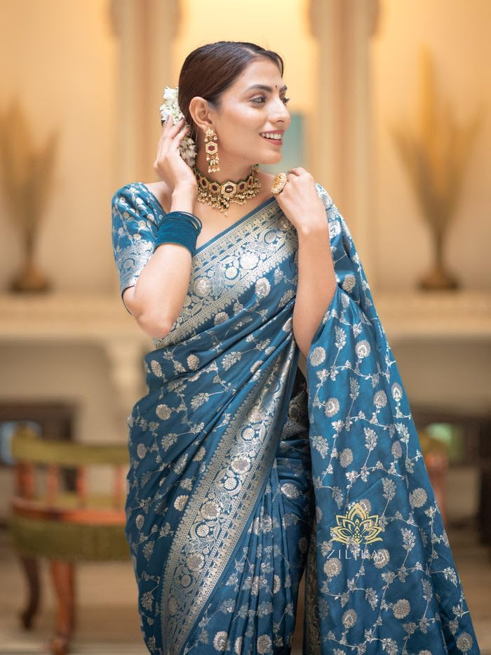 C J Enterprise Women's Banarasi Kanjivaram Silk Saree - Image 3