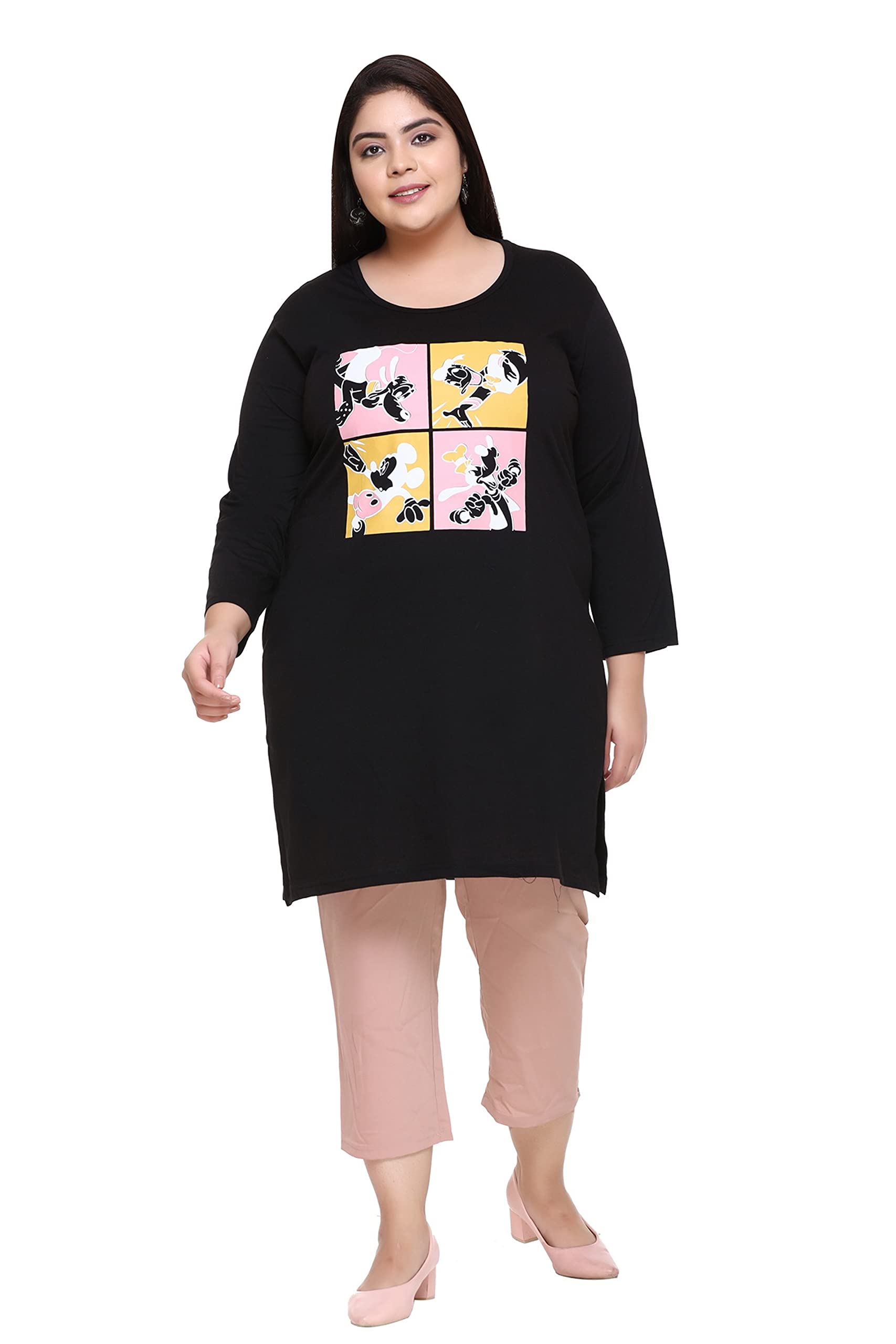 RYSH Women's Long Knee Length Tshirts - Jet Black - Image 5