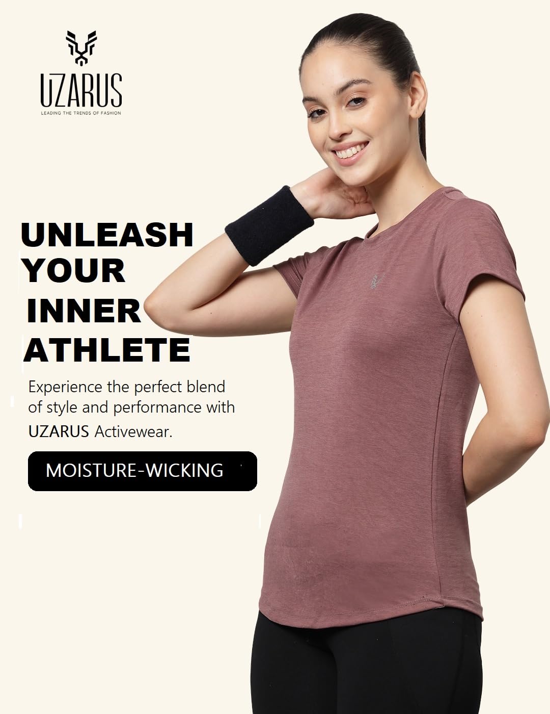 UZARUS Women's Gym T-Shirt - Soft, Breathable & Quick-Dry - Image 3