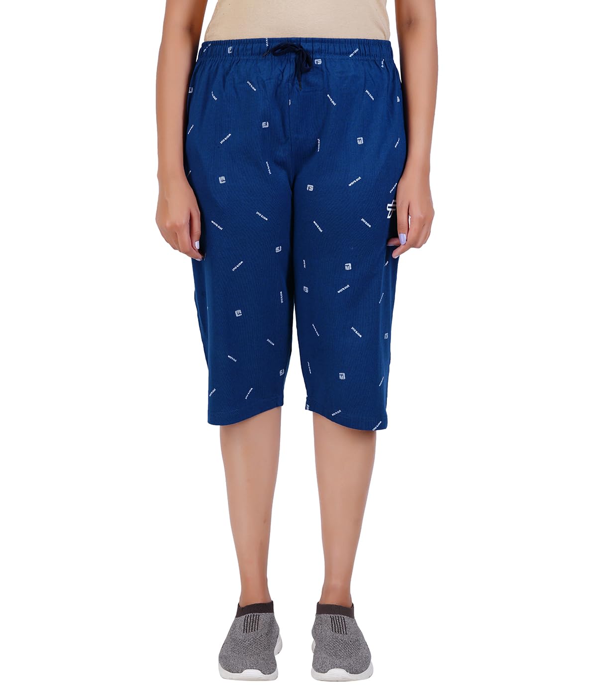 FEEL TRACK Women's Printed Capri - Navy Blue - Image 3