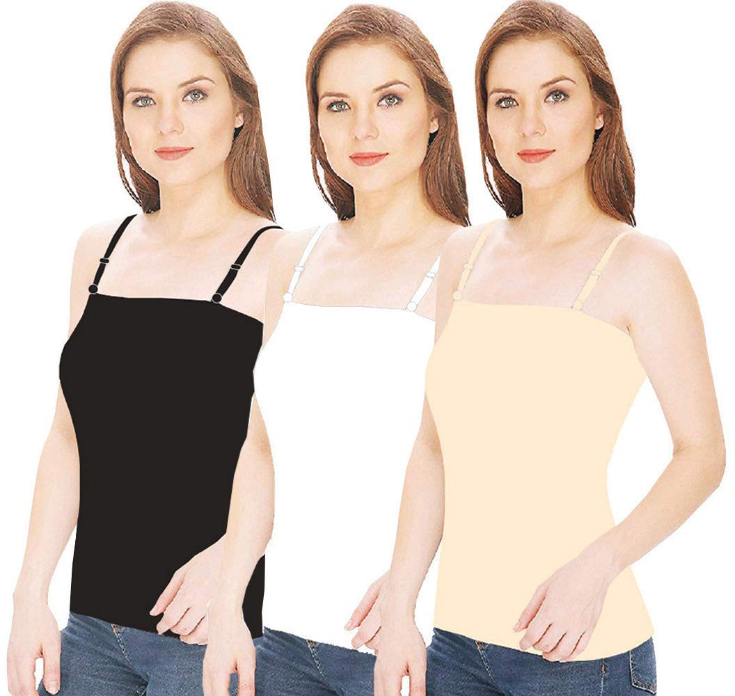 VEERAA Women's Cotton Camisole Slip - Multicolor