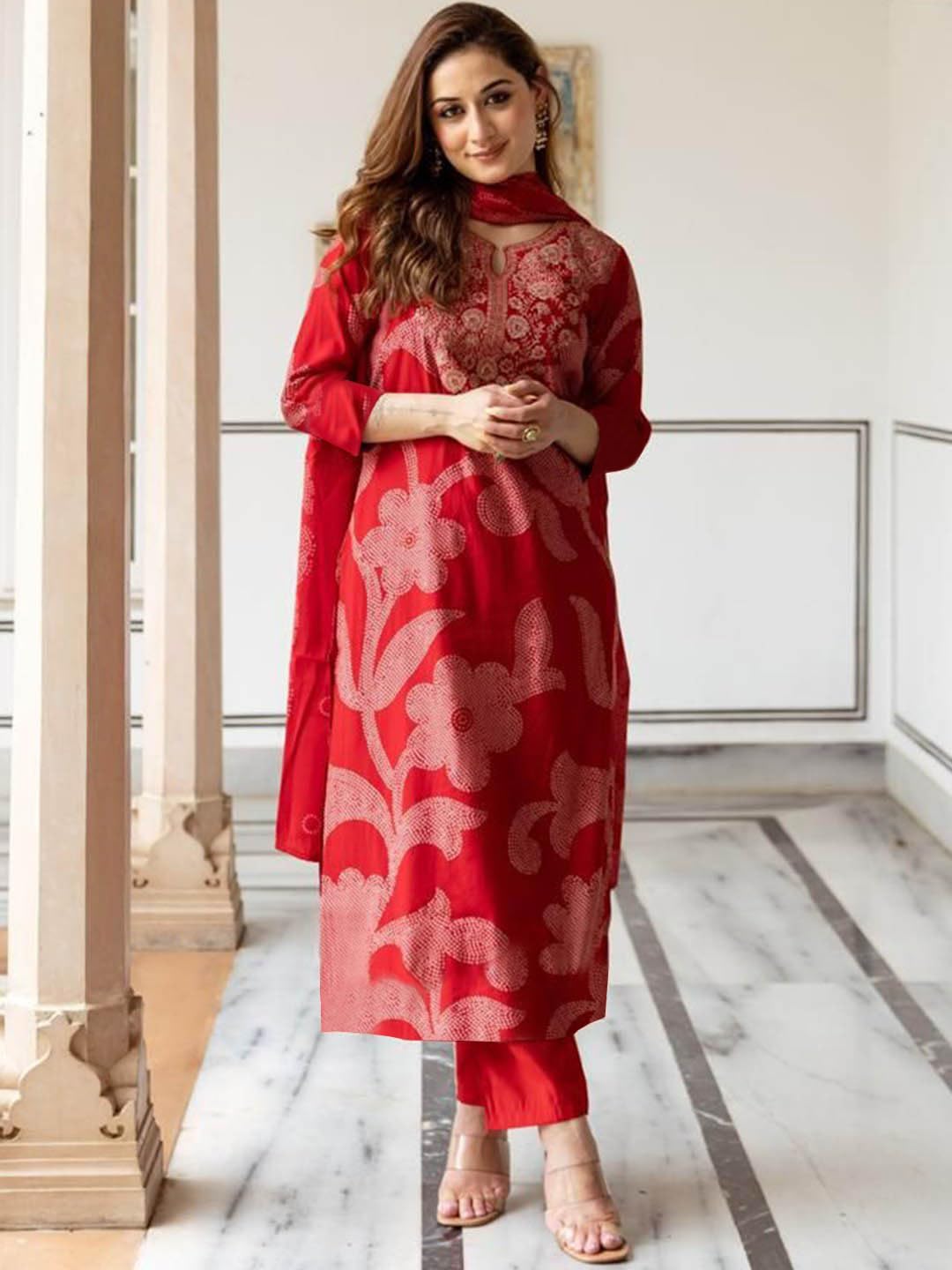 ANNI DESIGNER Pink Printed Kurta Set for Women - Image 3