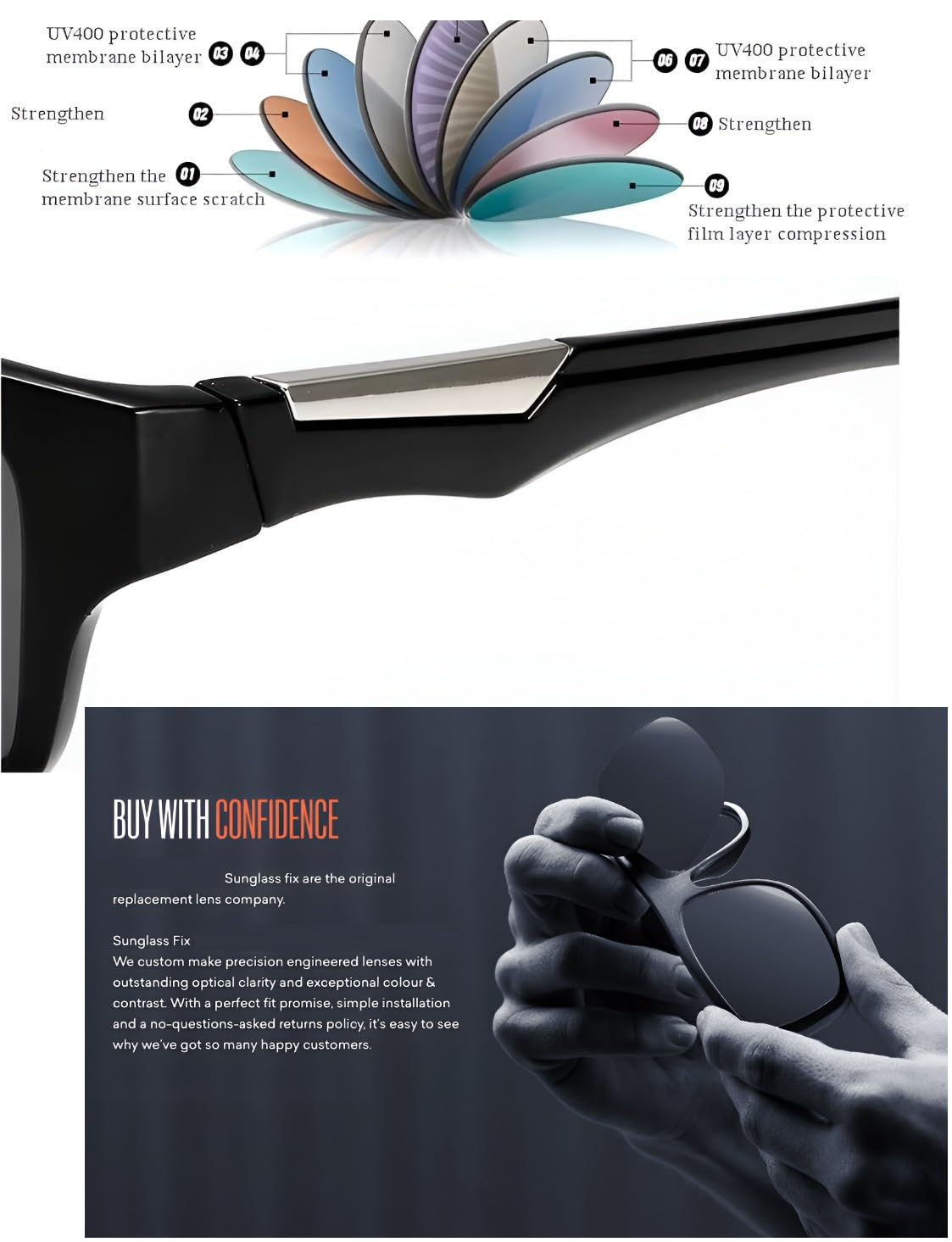 Roshfort Unisex Non-Polarized Sports Sunglasses - Image 3