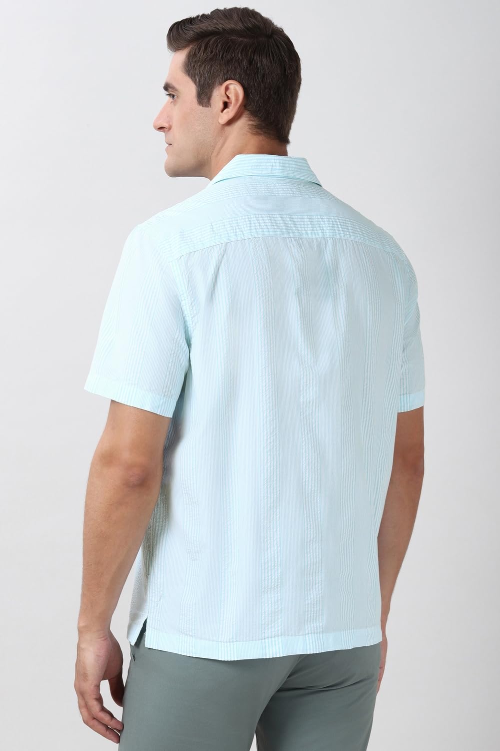 Peter England Men's Striped Shirt - Blue - Image 3