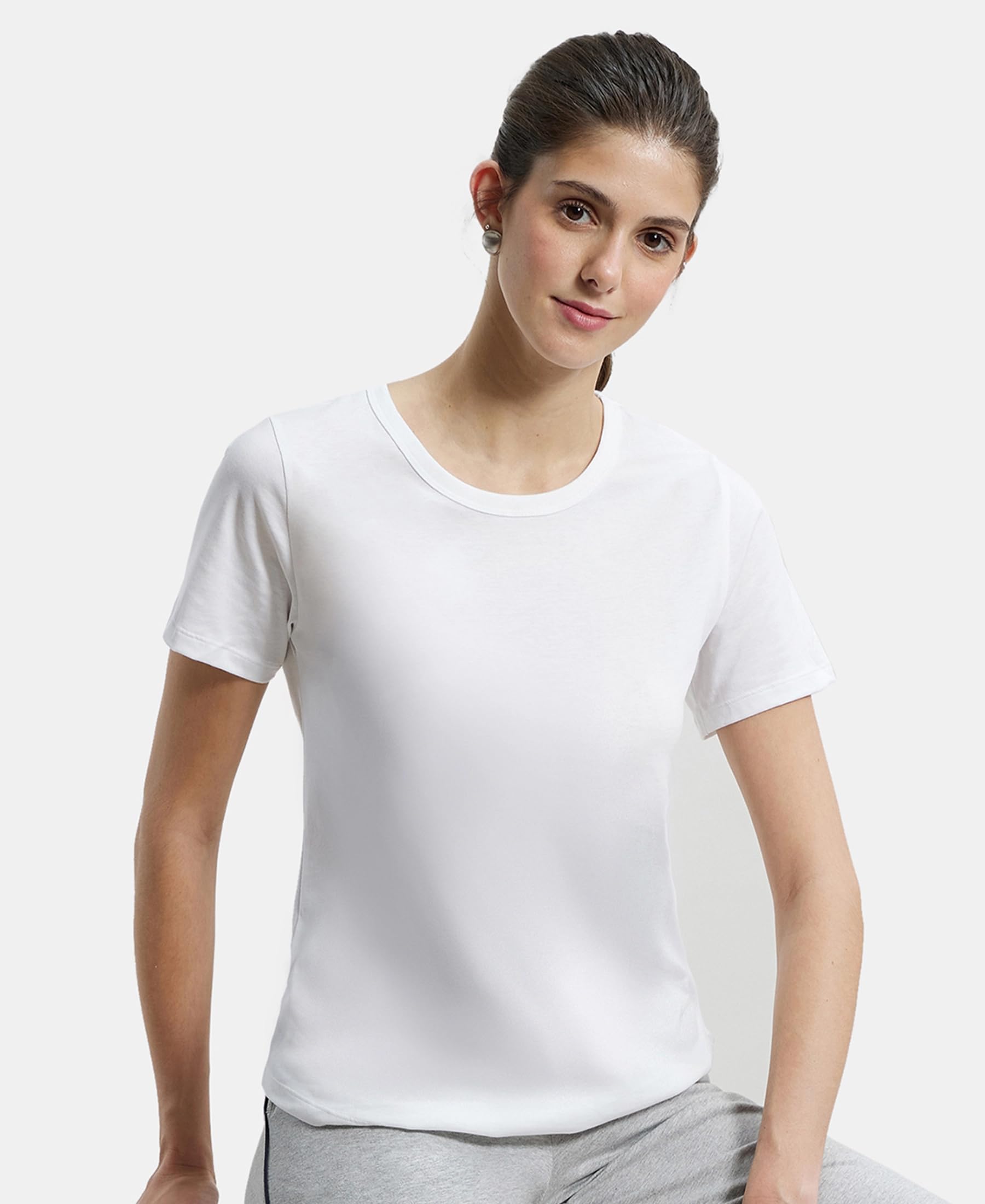 Jockey Crew Neck T-Shirt for Women - White - Image 5