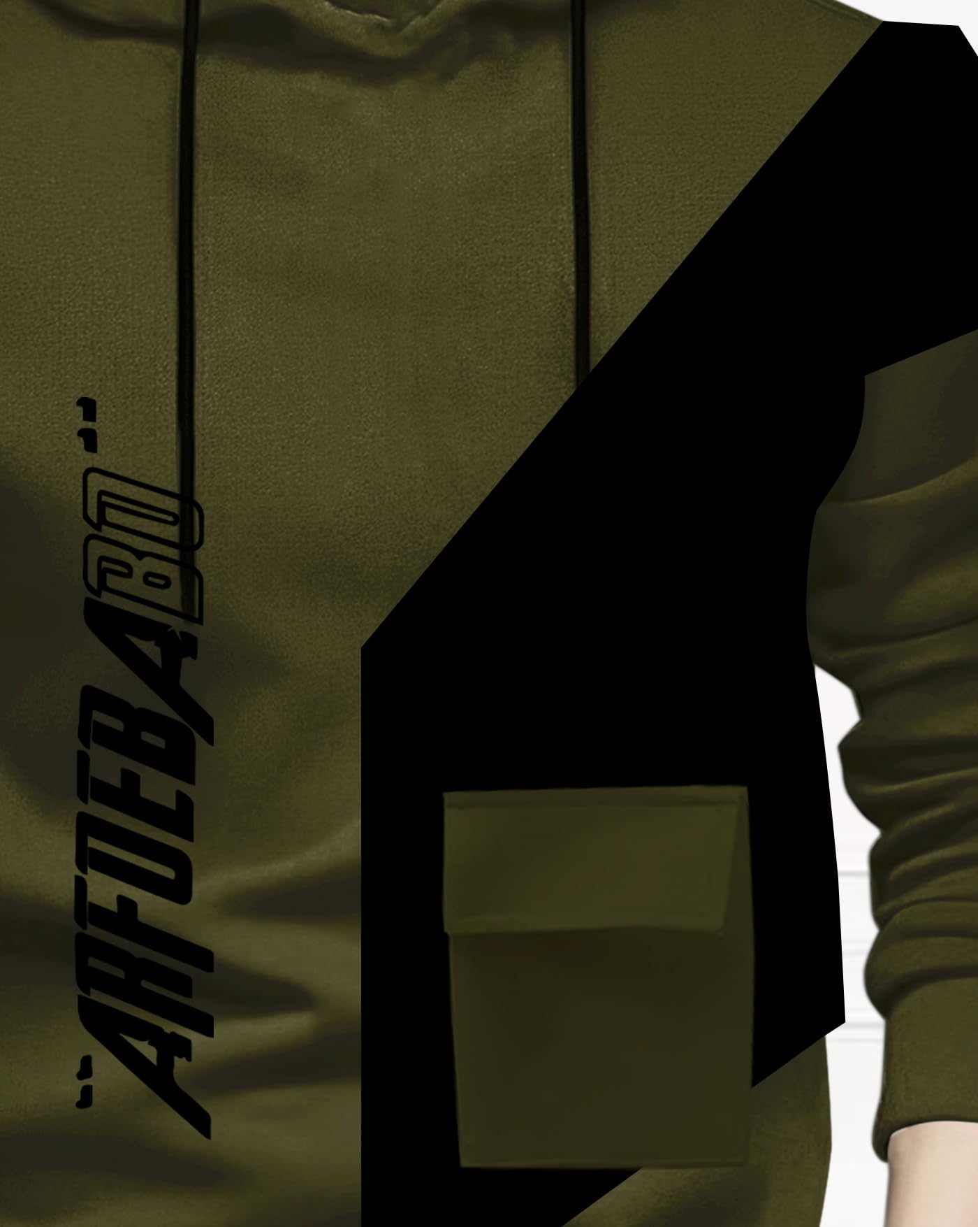 AUSK Men Cotton Blend Hoodies T-Shirt - Olive - Image 5