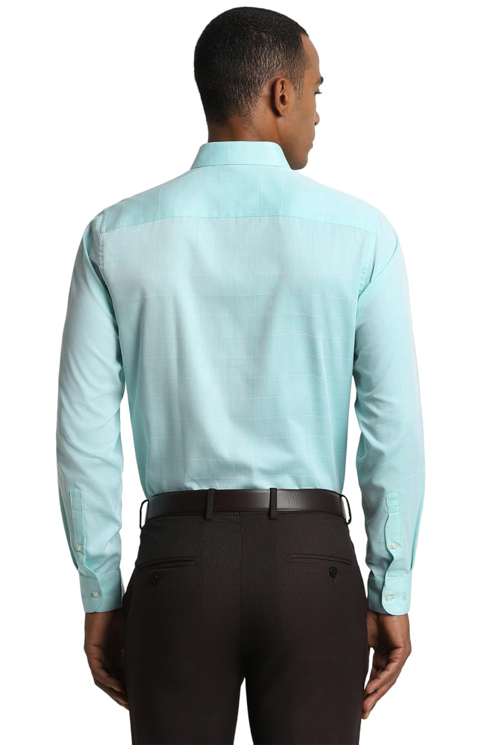 Peter England Checks Shirt for Men - Aqua Blue - Image 3