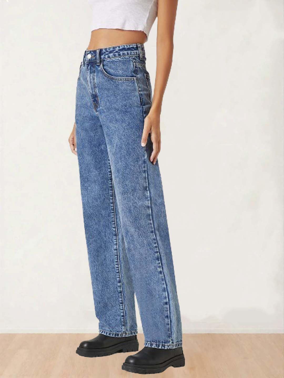 KOTTY Womens High Rise Jeans - Blue - Image 3