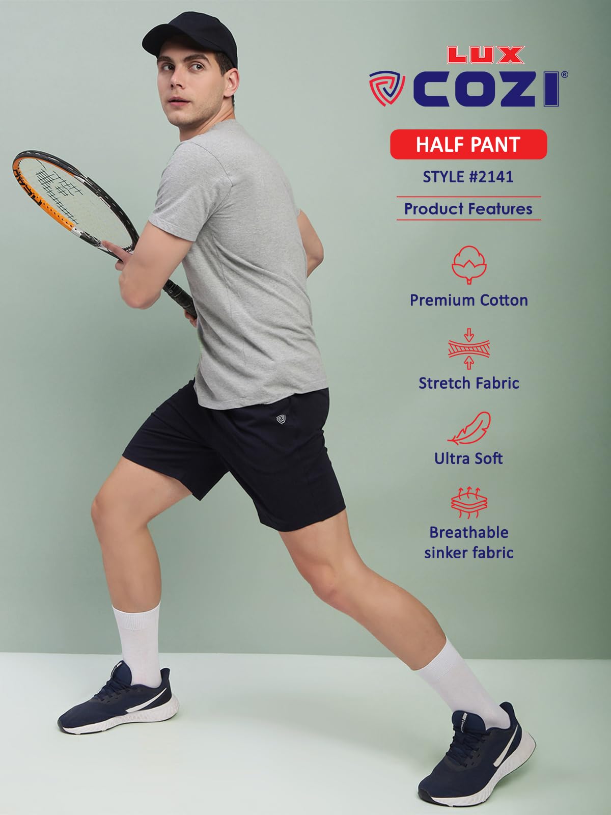 Lux Cozi Men Cotton Solid Shorts - Navy - Image 3