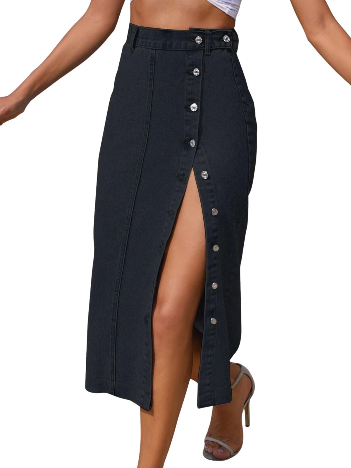 GRECIILOOKS Women Denim Western Skirt