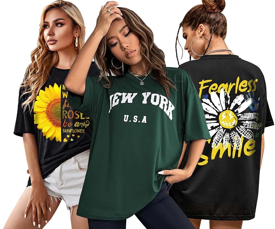 London Hills Women's Oversized T-Shirts - Multicolor