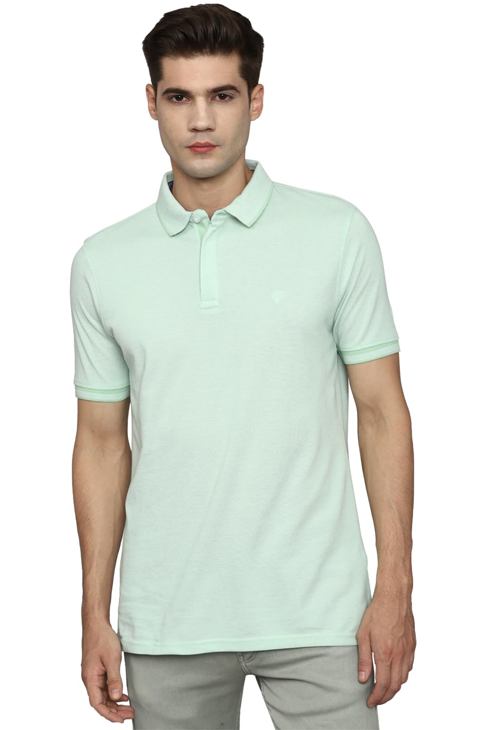 Allen Solly Men Cotton Solid T-Shirt - Mint