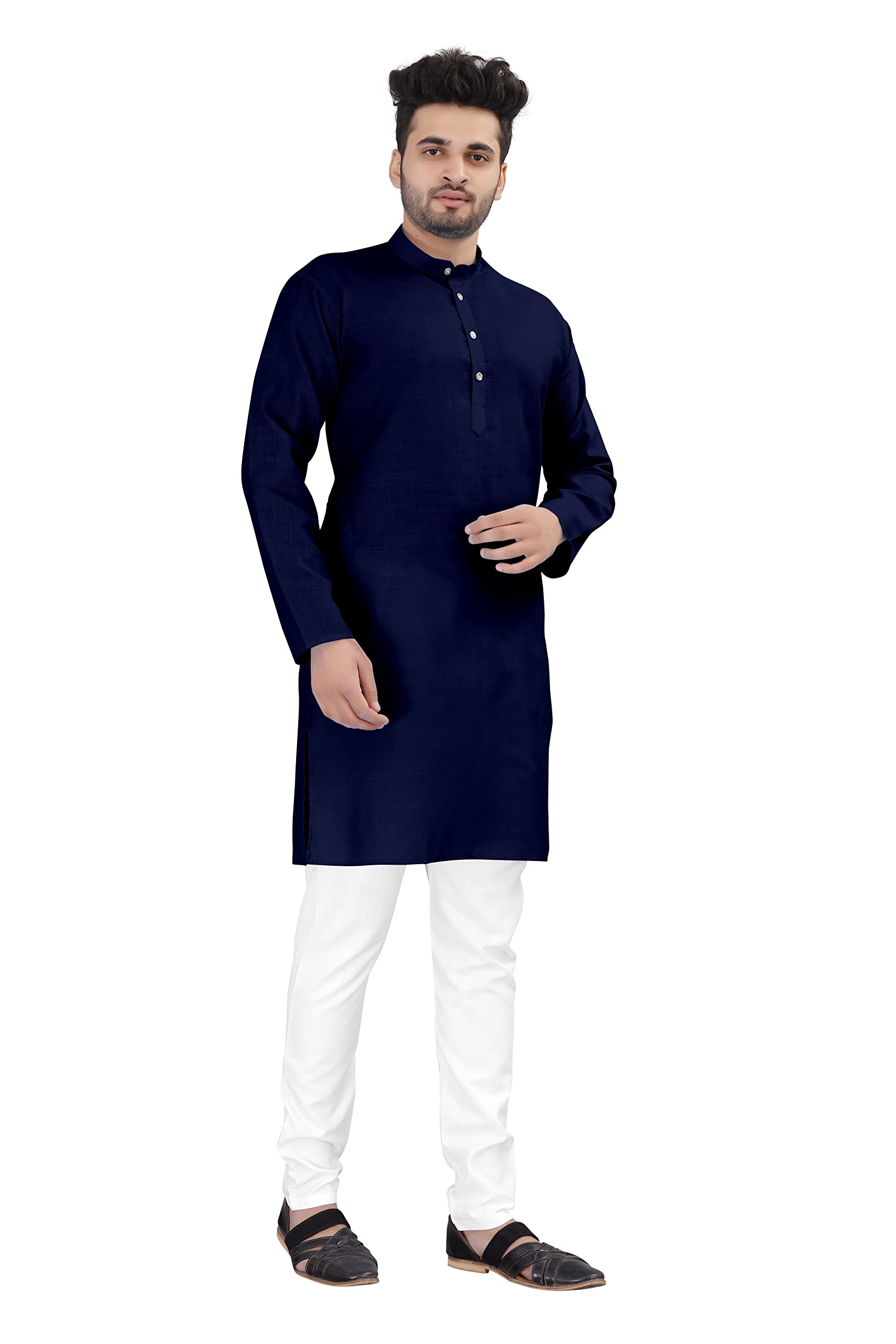 Trustous Kurta for Men - Cotton Dark Blue - Image 3