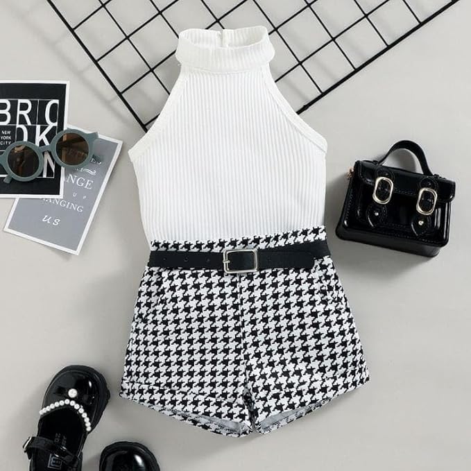 Ninas Baby Girls Top and Shorts Set - White & Black - Image 2