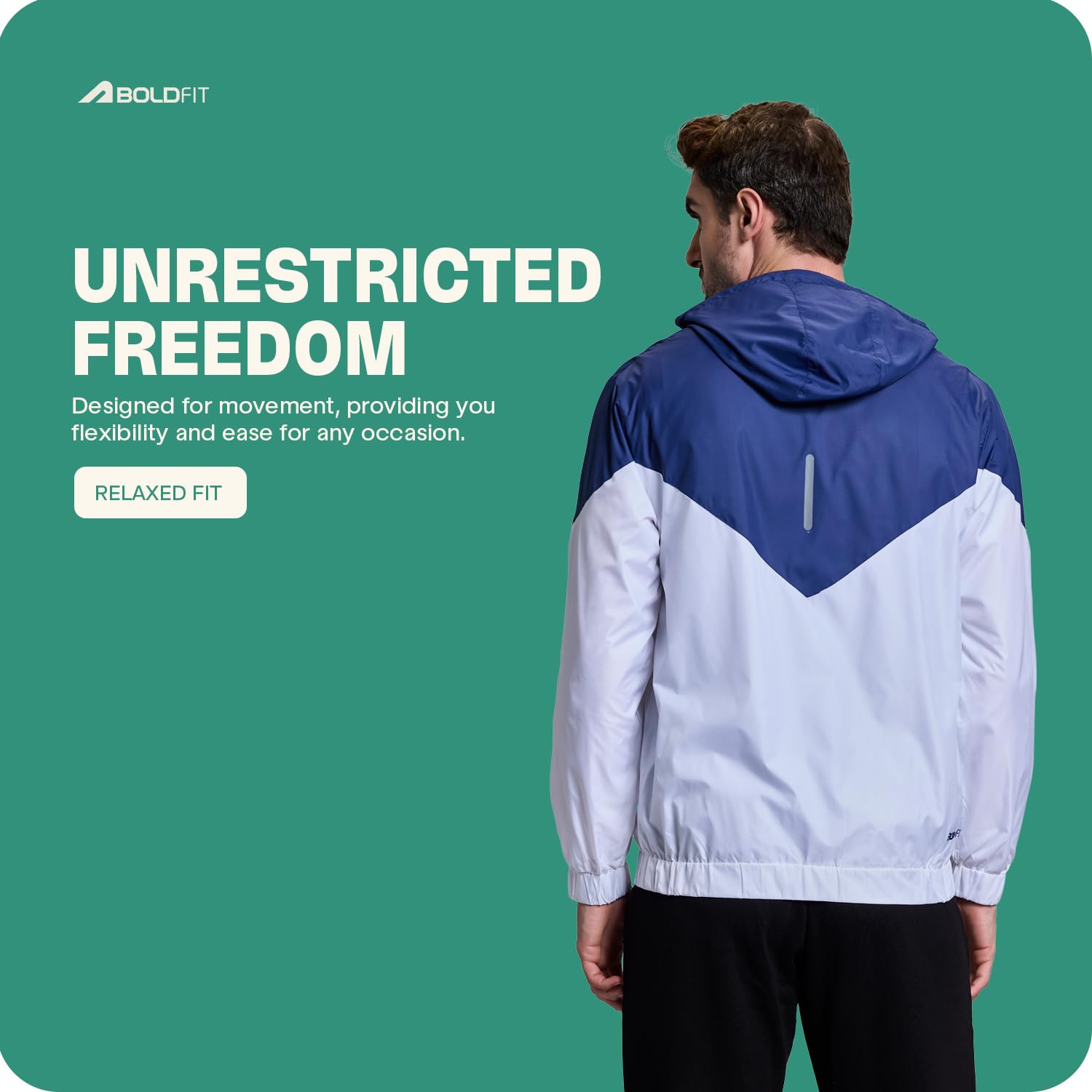 BoldFit Men's Windcheater Jacket - Blue - Image 5