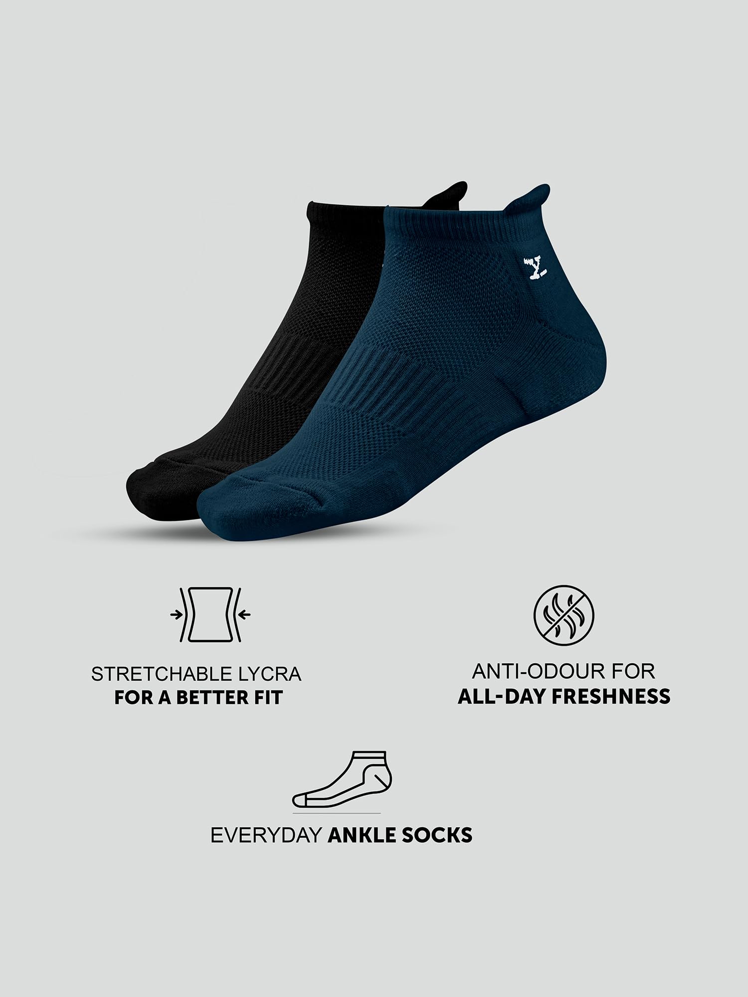 XYXX Men's Ankle Socks - Black & Blue - Image 2